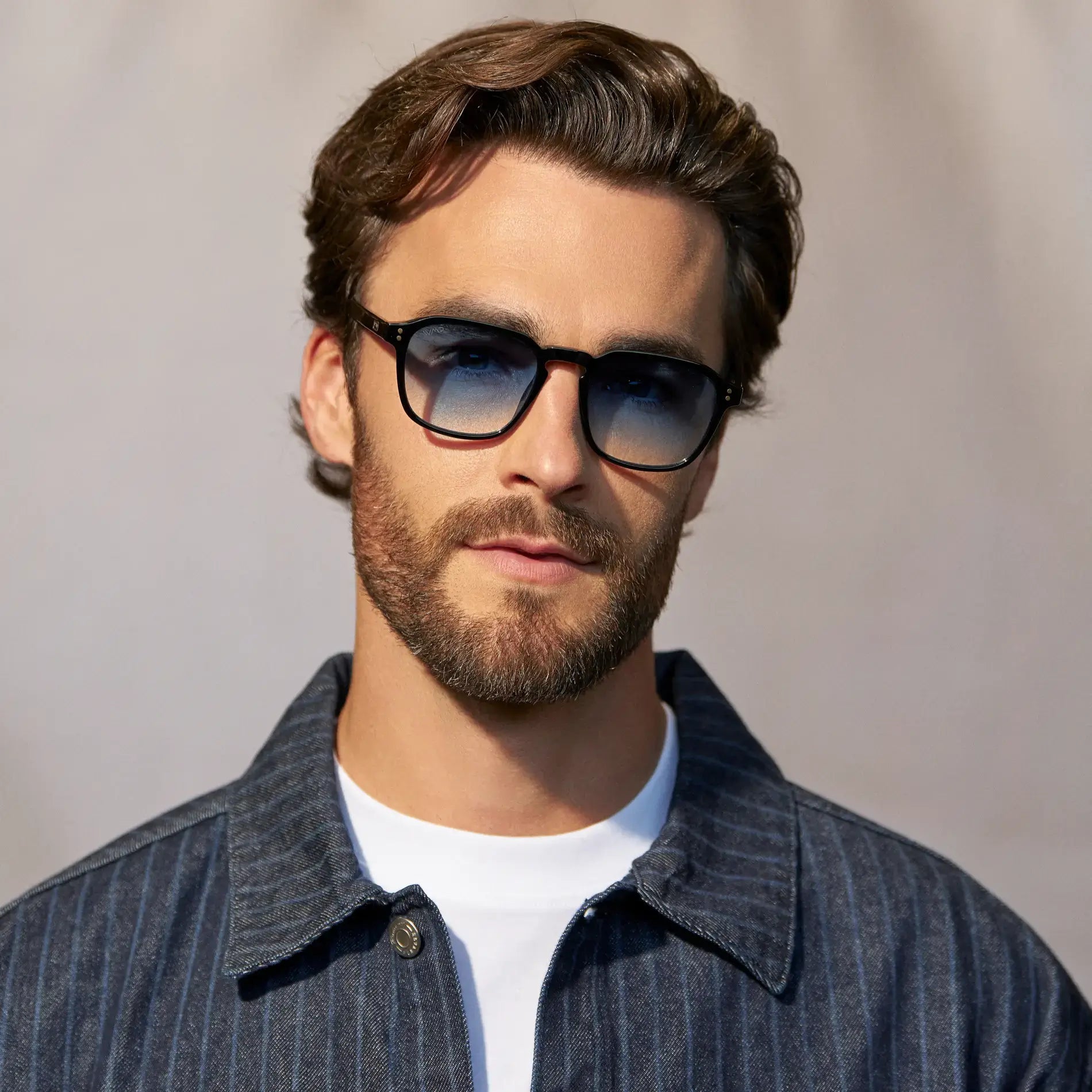 FRANCIS Men's Square Modern Sunglasses in Black / Blue Tinted Lens l WMP Eyewear - PUNCH Watch & Eyewear - WMP Eyewear