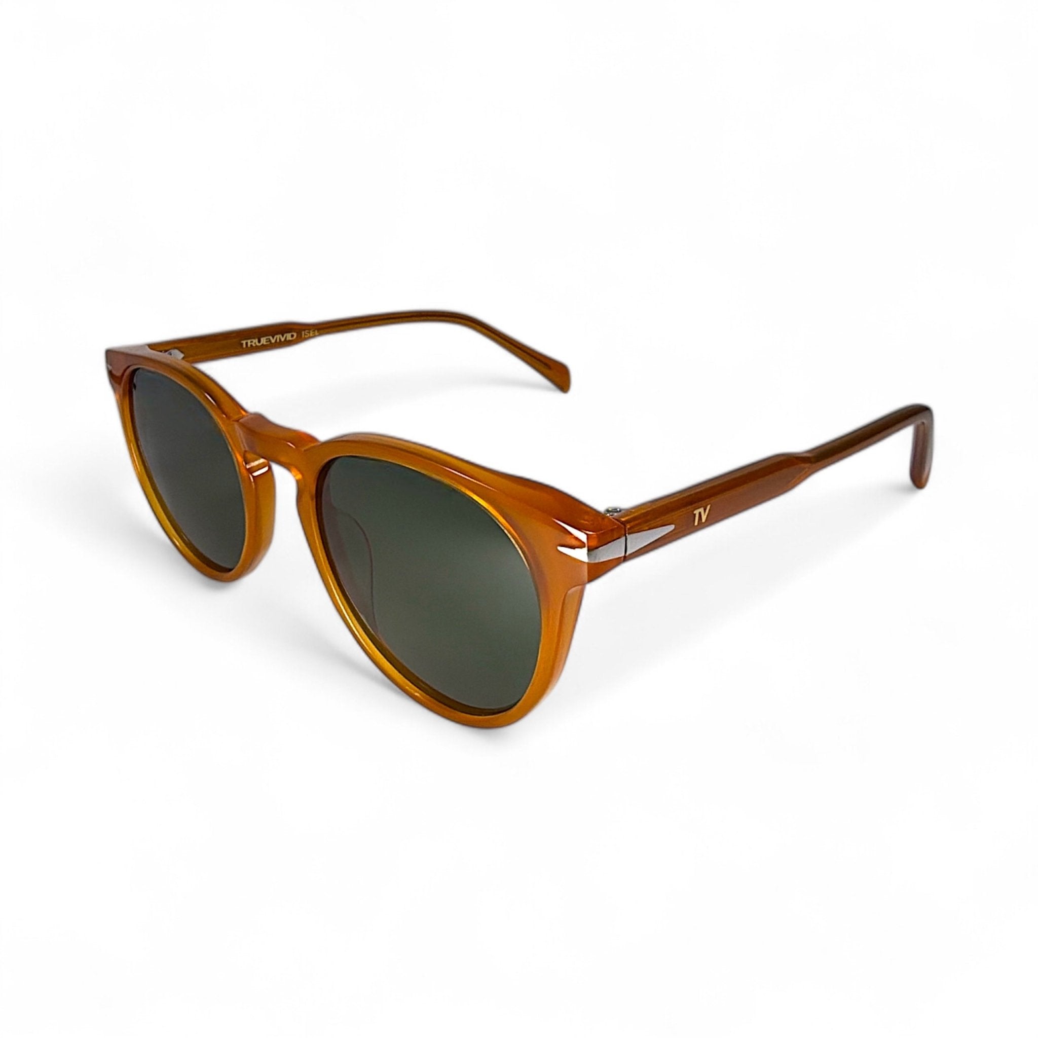 ISEL Classic Round Amber Polarised Sunglasses, Green Lens by TrueVivid - PUNCH Watch & Eyewear - TRUEVIVID