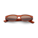 KAIO Rust Deep Brown Compact Oval Acetate Sunglasses Messy Weekend