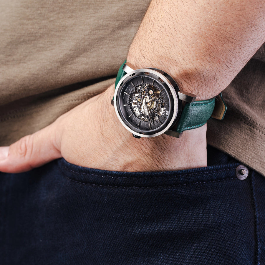 BLACK | Green Leather – 2