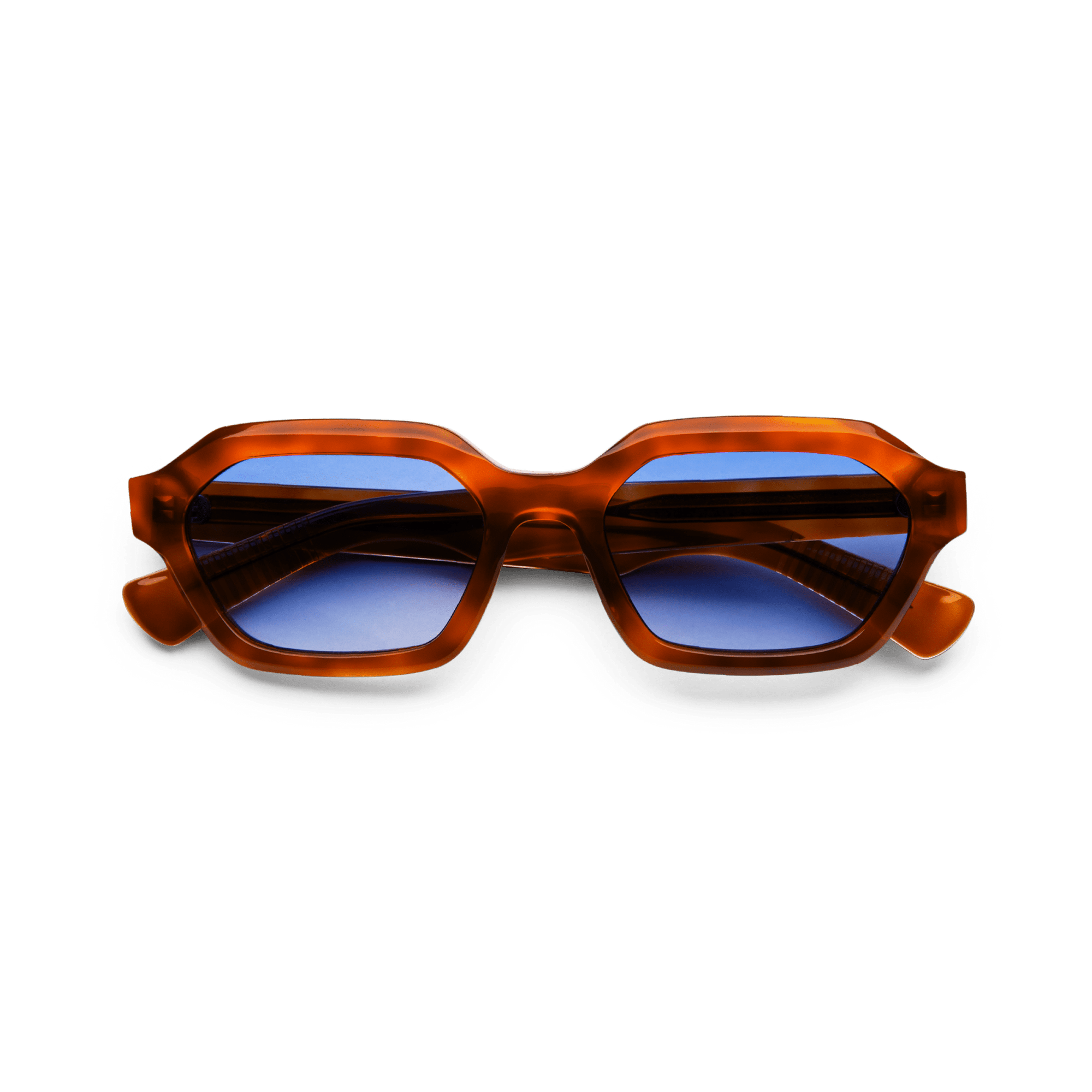 Messy Weekend Anthony Hexagonal Sunglasses Reveal - Tortoise Brown / Blue Lens - PUNCH Watch & Eyewear - MESSY WEEKEND