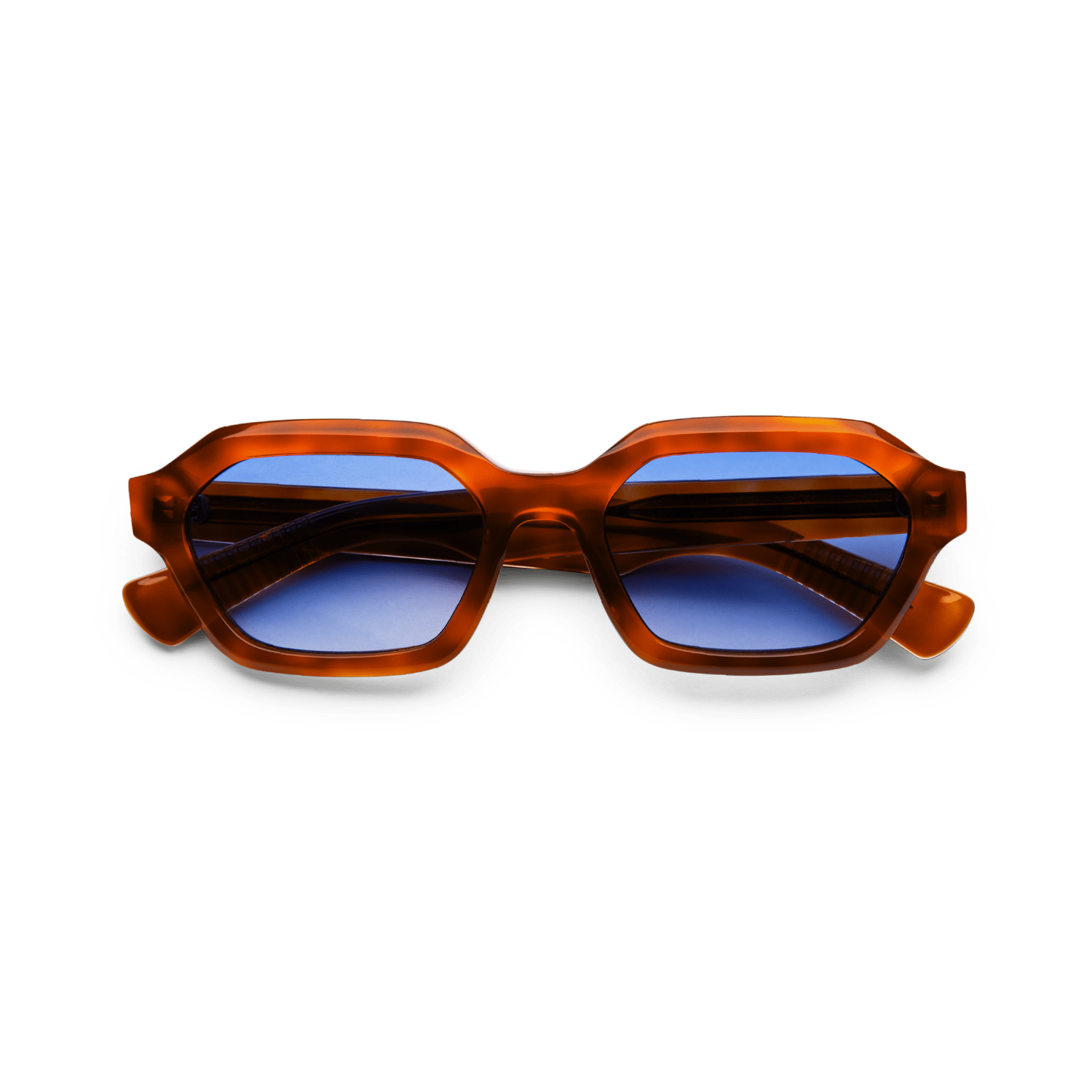 Messy Weekend Anthony Hexagonal Sunglasses Reveal - Tortoise Brown / Blue Lens - PUNCH Watch & Eyewear - MESSY WEEKEND