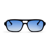 Messy Weekend Burt Aviator Sunglasses - Black / Blue Lens
