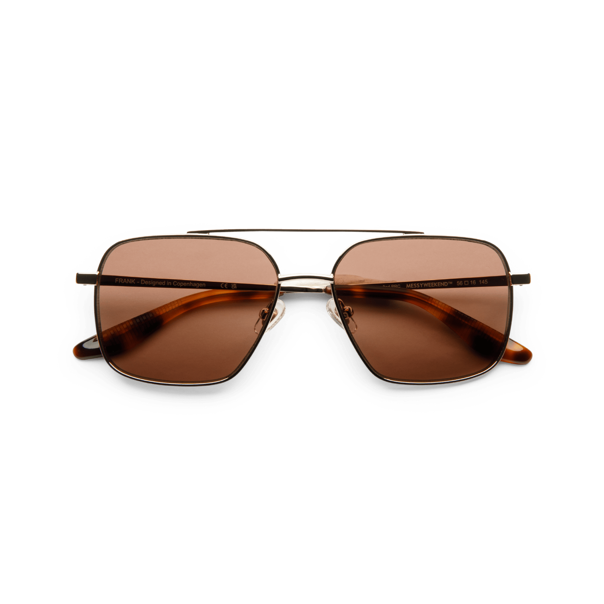 Messy Weekend Frank Navigator Metal Frame Sunglasses - Gold / Tortoise Brown - PUNCH Watch & Eyewear - MESSY WEEKEND