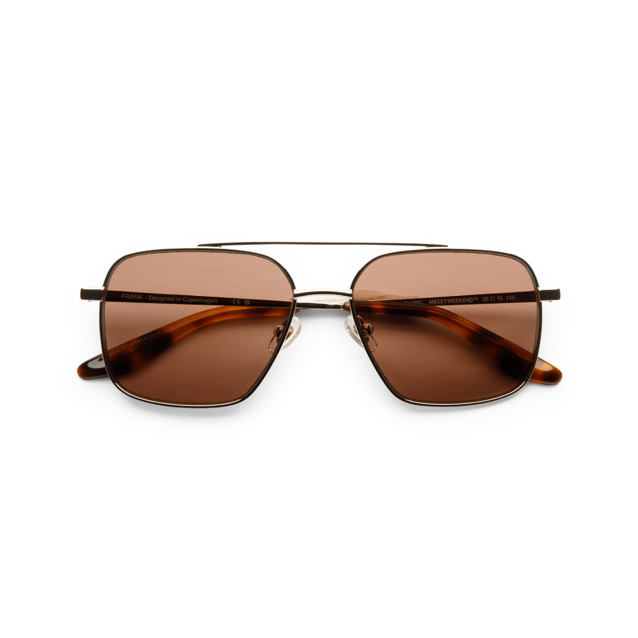 Messy Weekend Frank Navigator Metal Frame Sunglasses - Gold / Tortoise Brown - PUNCH Watch & Eyewear - MESSY WEEKEND