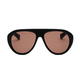 Messy Weekend Mick Oversized Acetate Aviator Sunglasses - Black / Brown Lens