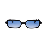 Messy Weekend Milo Slim Rectangular Sunglasses - Black  / Gradient Blue Lens