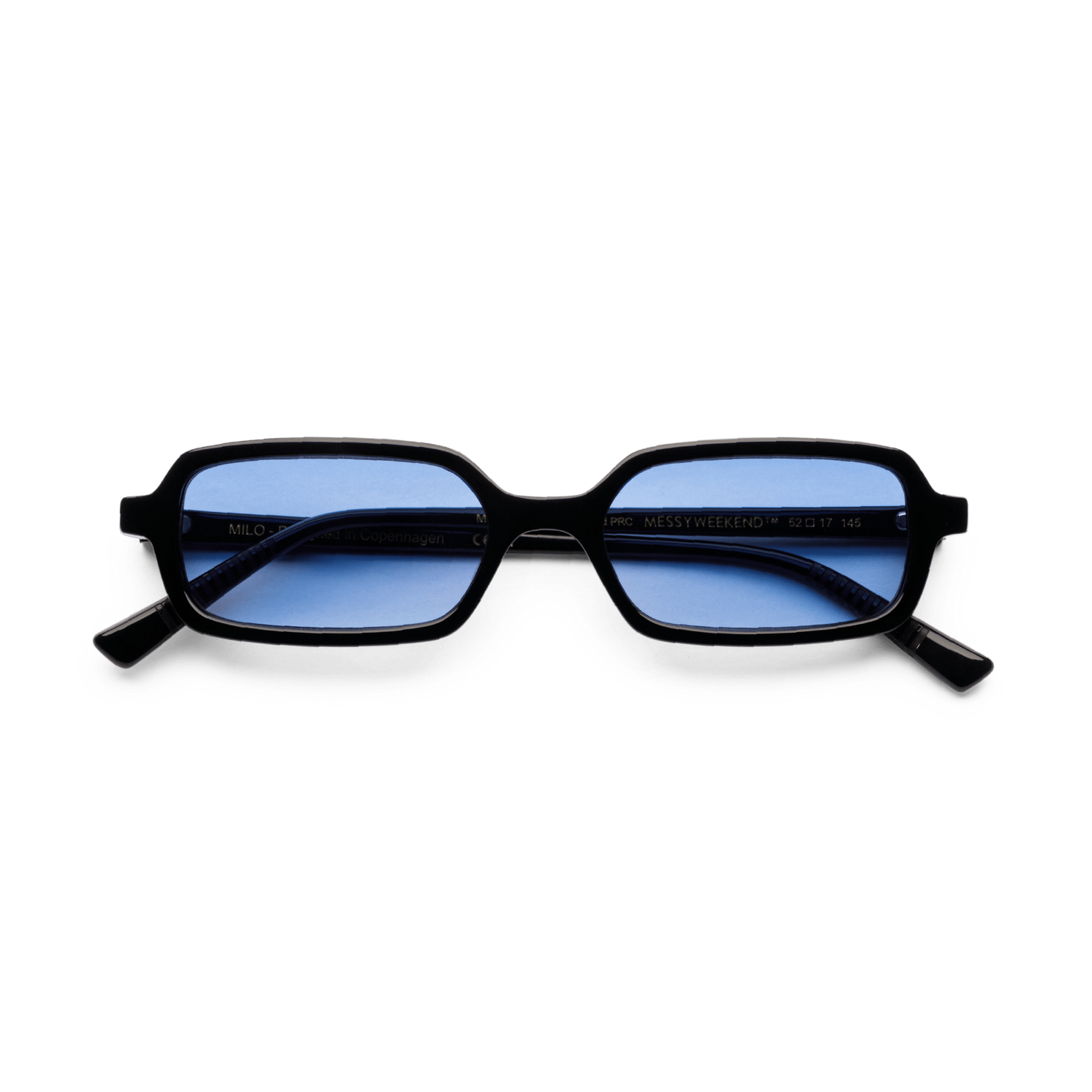 Messy Weekend Milo Slim Rectangular Sunglasses - Black / Gradient Blue Lens - PUNCH Watch & Eyewear - MESSY WEEKEND