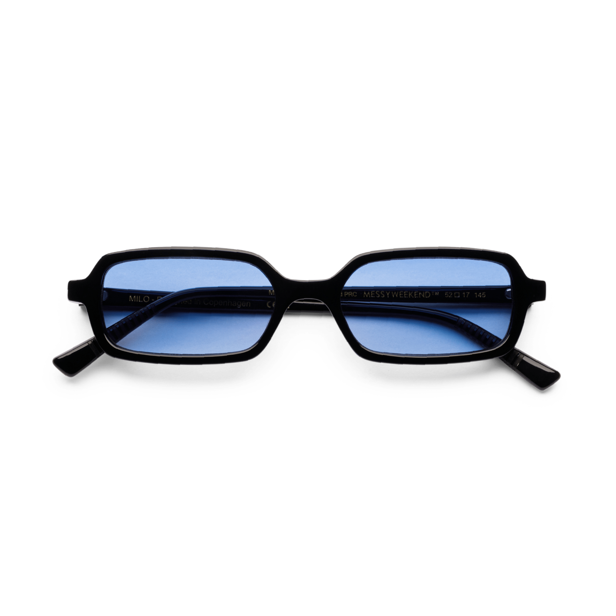 Messy Weekend Milo Slim Rectangular Sunglasses - Black / Gradient Blue Lens - PUNCH Watch & Eyewear - MESSY WEEKEND