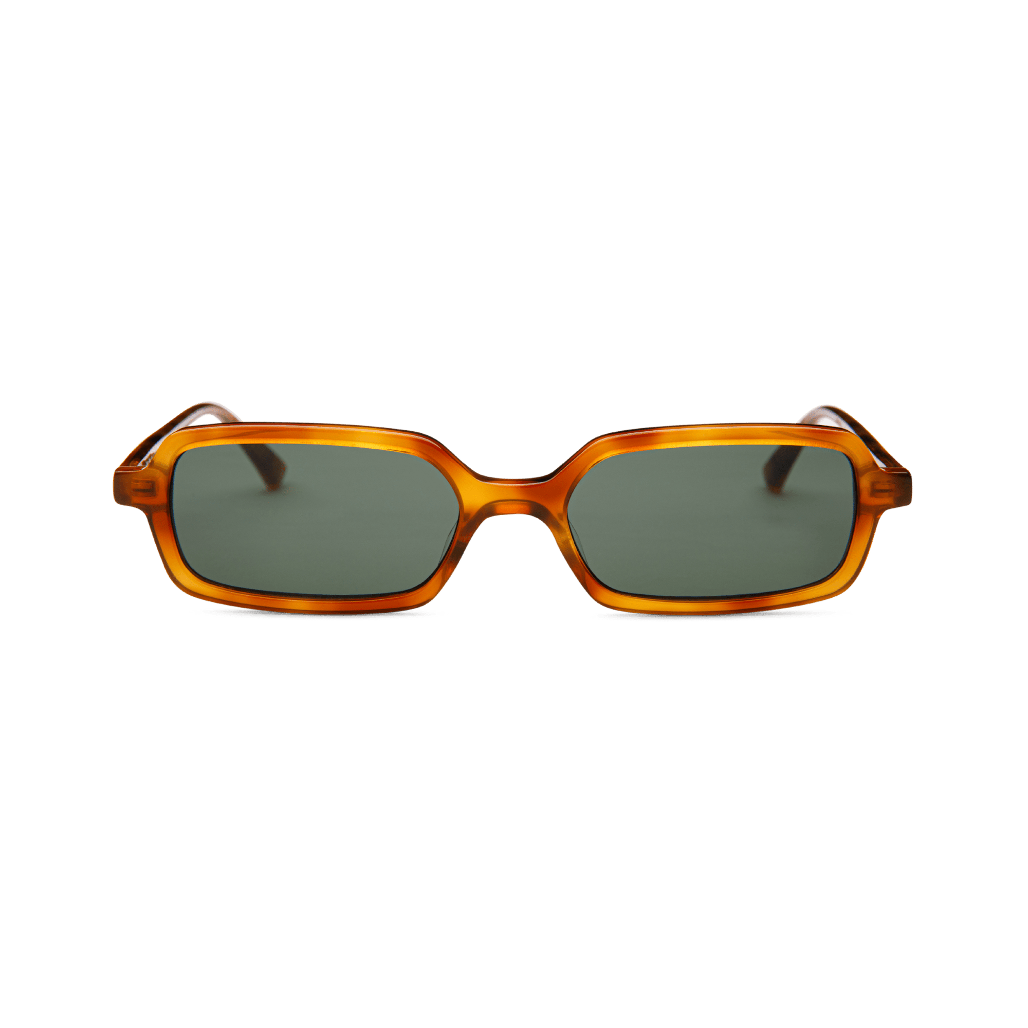 Messy Weekend Milo Slim Rectangular Sunglasses - Havana Tortoise / Green Lens - PUNCH Watch & Eyewear - MESSY WEEKEND
