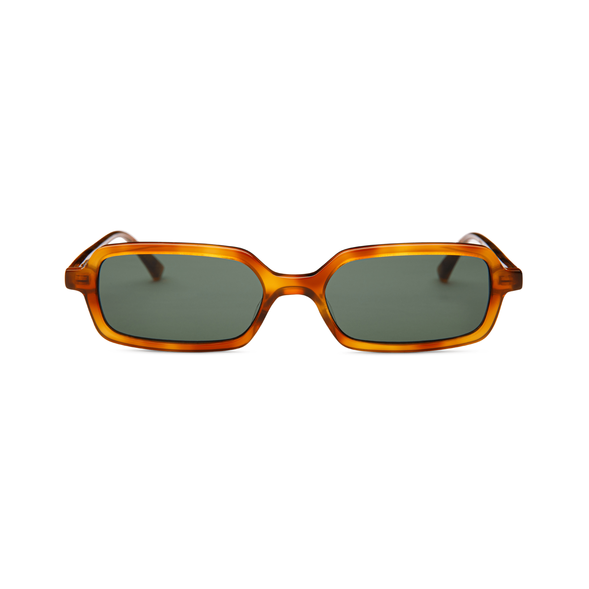 Messy Weekend Milo Slim Rectangular Sunglasses - Havana Tortoise / Green Lens - PUNCH Watch & Eyewear - MESSY WEEKEND
