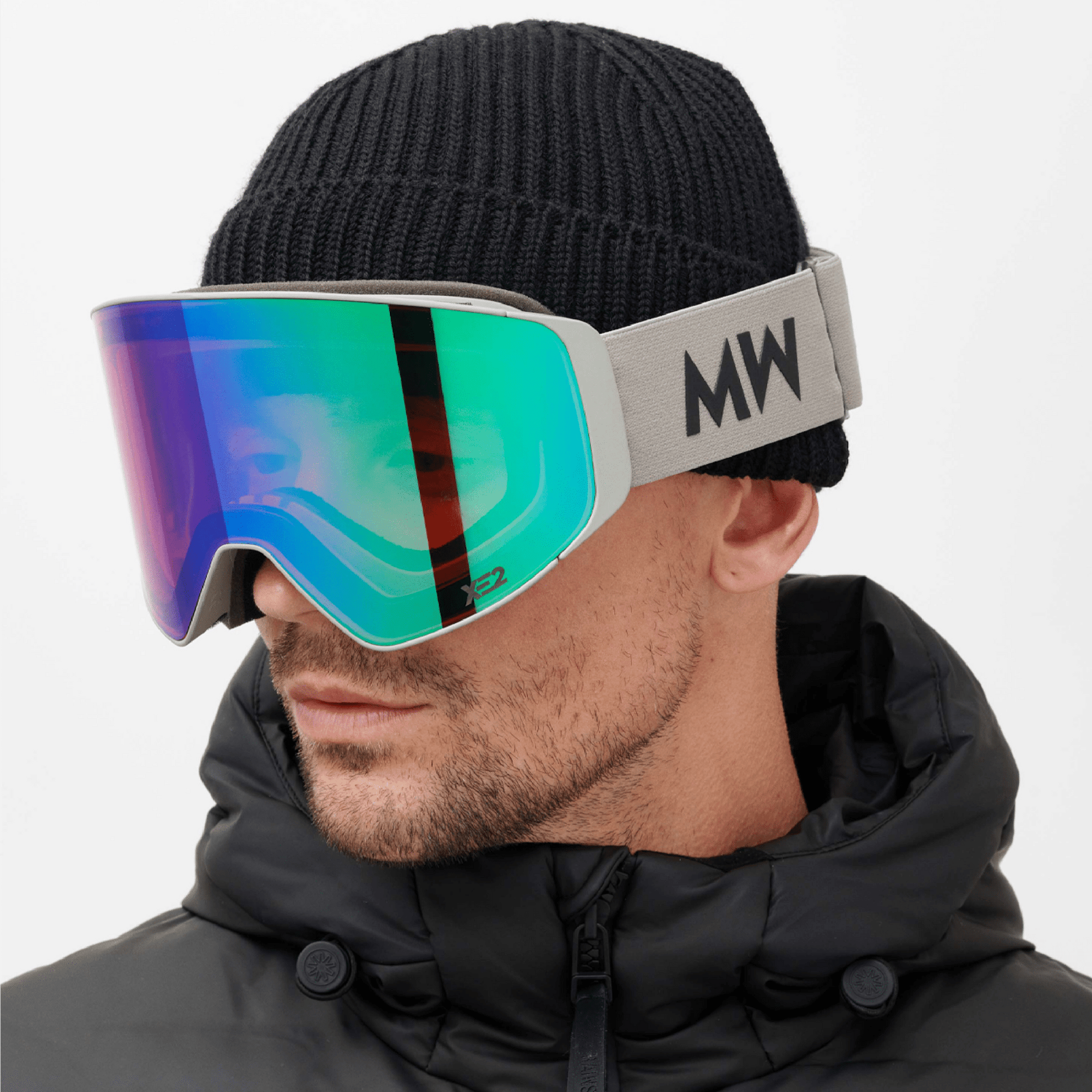 Messy Weekend Mirrored Ski Goggles, CLEAR XE2, Dual Layered UV400, Grey, Green Mirrored - PUNCH Watch & Eyewear - MESSY WEEKEND
