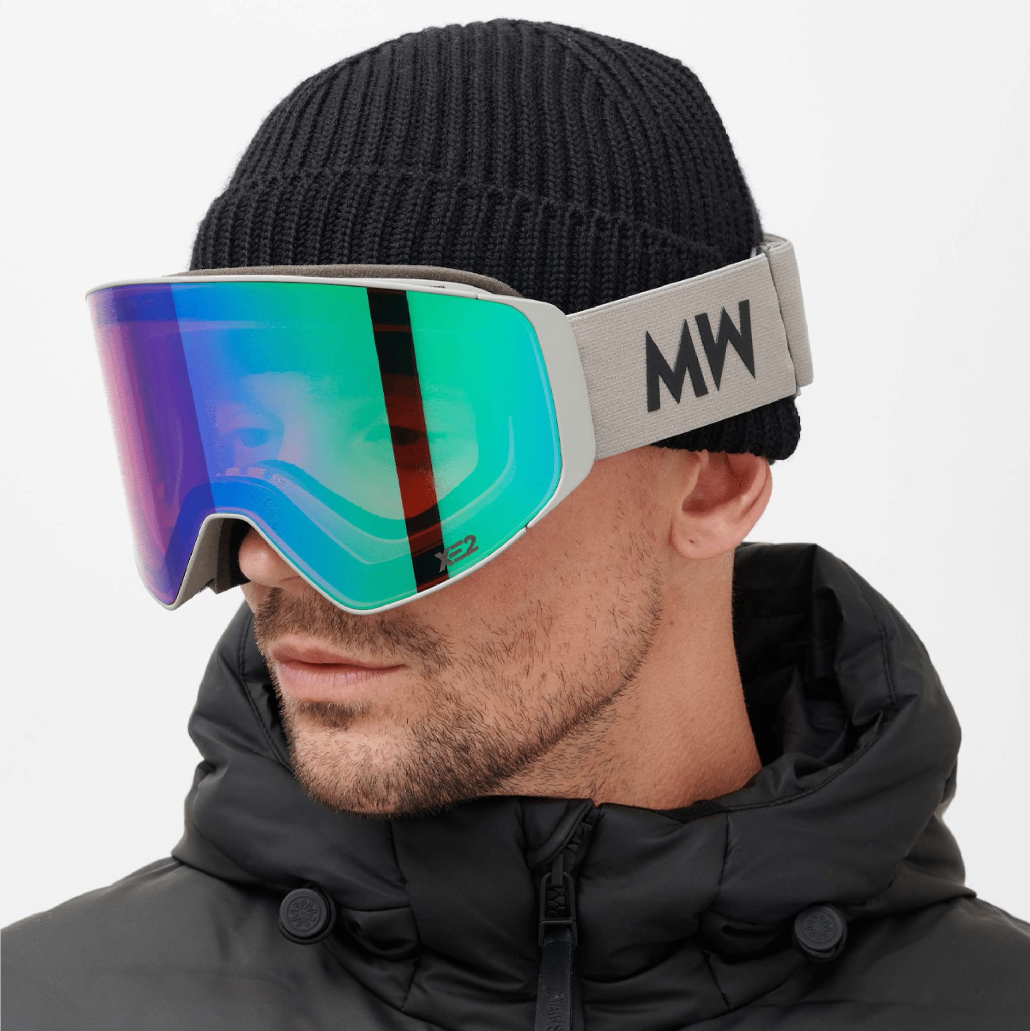 Messy Weekend Mirrored Ski Goggles, CLEAR XE2, Dual Layered UV400, Grey, Green Mirrored - PUNCH Watch & Eyewear - MESSY WEEKEND