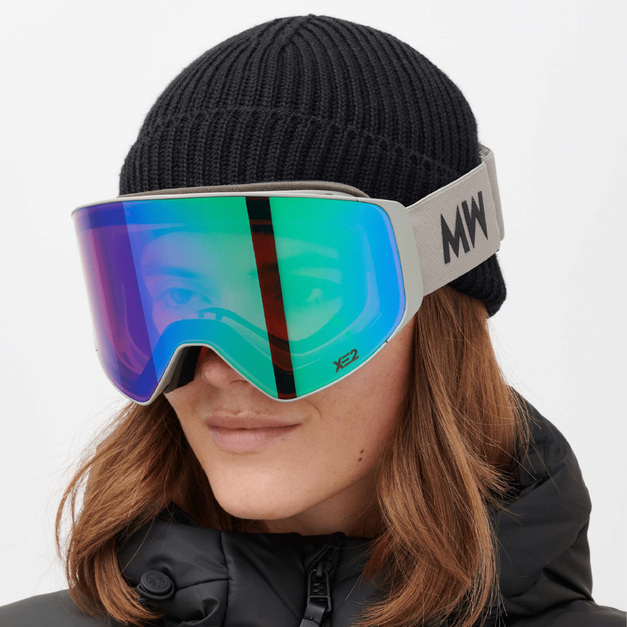 Messy Weekend Mirrored Ski Goggles, CLEAR XE2, Dual Layered UV400, Grey, Green Mirrored - PUNCH Watch & Eyewear - MESSY WEEKEND