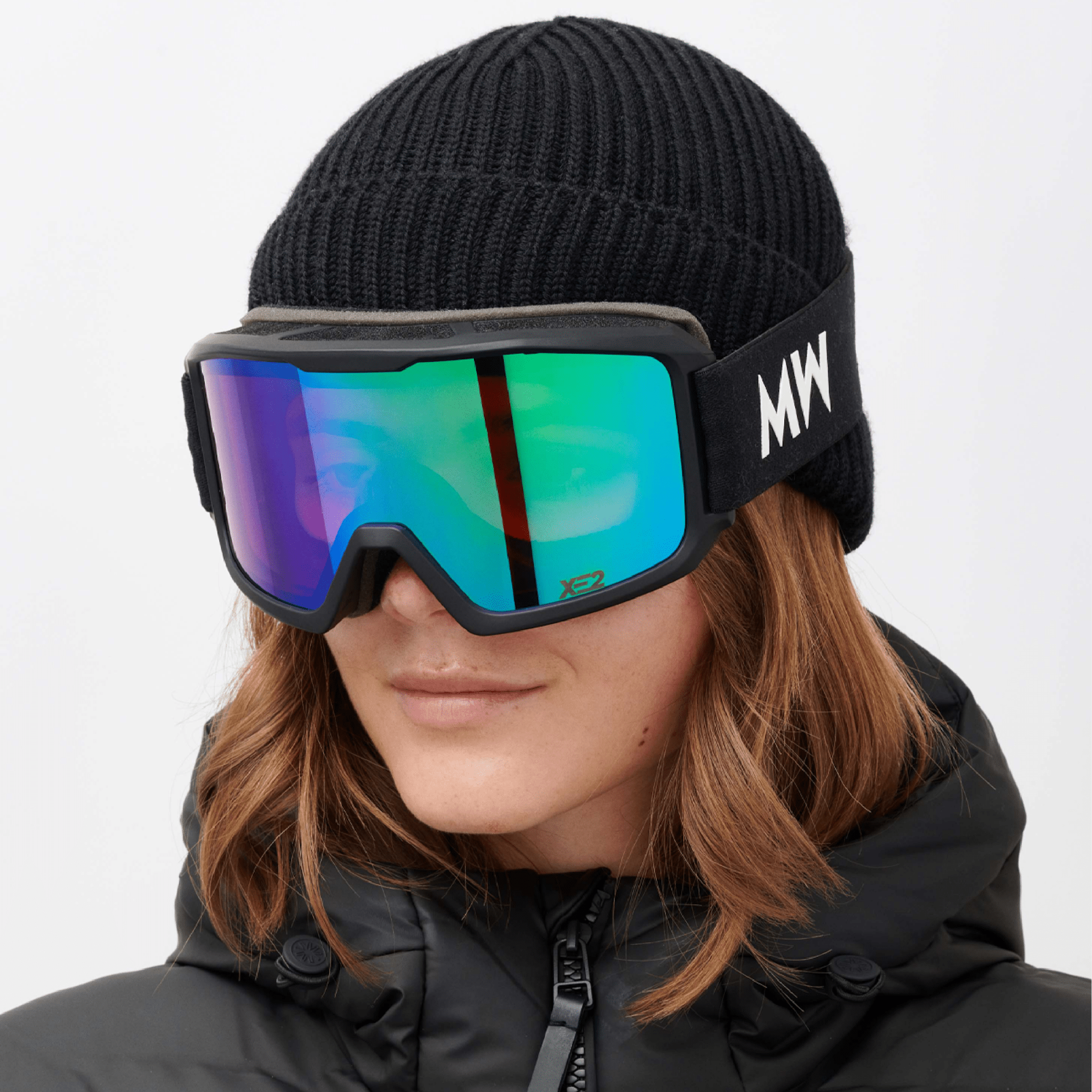 Messy Weekend Ski Goggles, FERDI XE2, UV400, Black Green Mirrored - PUNCH Watch & Eyewear - MESSY WEEKEND