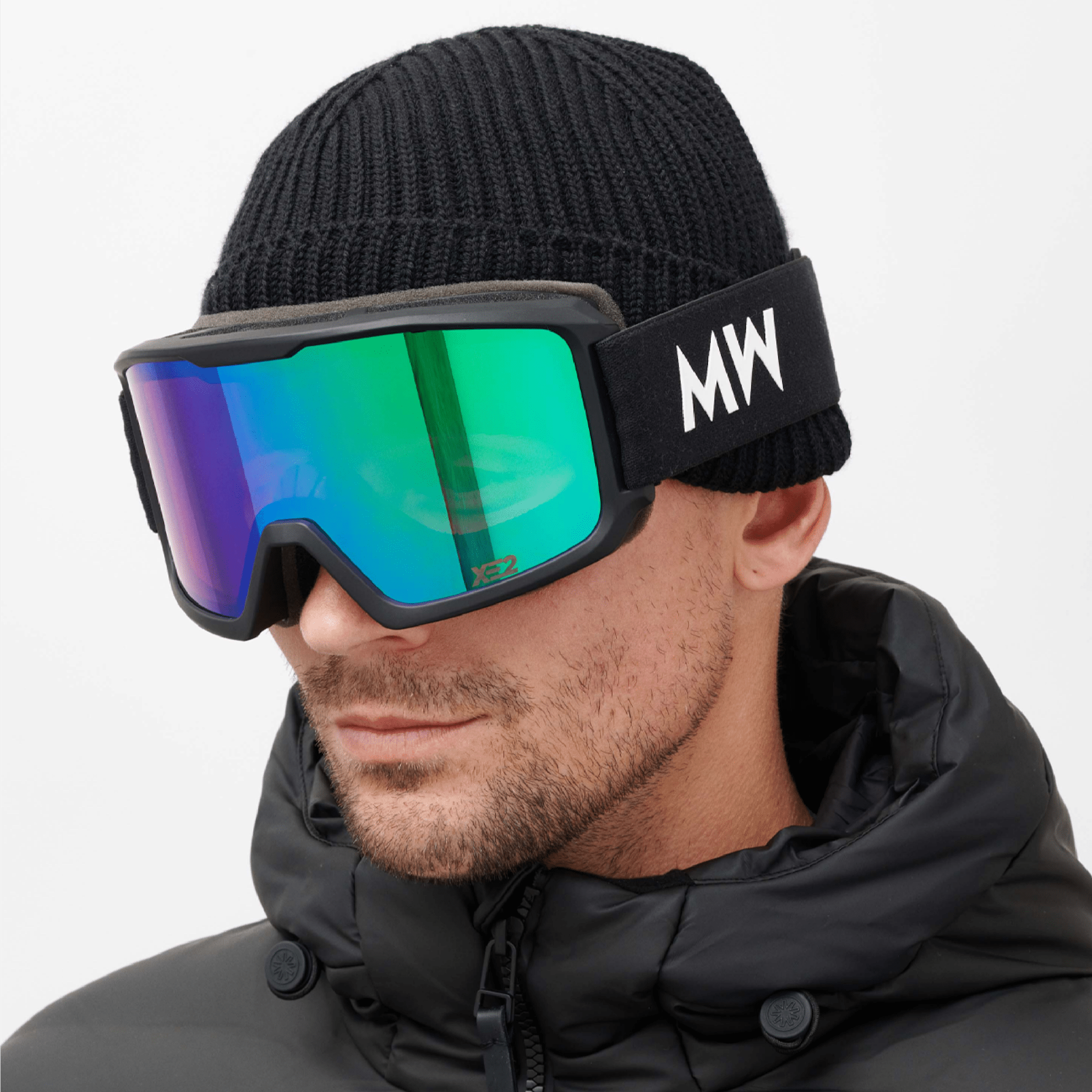 Messy Weekend Ski Goggles, FERDI XE2, UV400, Black Green Mirrored - PUNCH Watch & Eyewear - MESSY WEEKEND