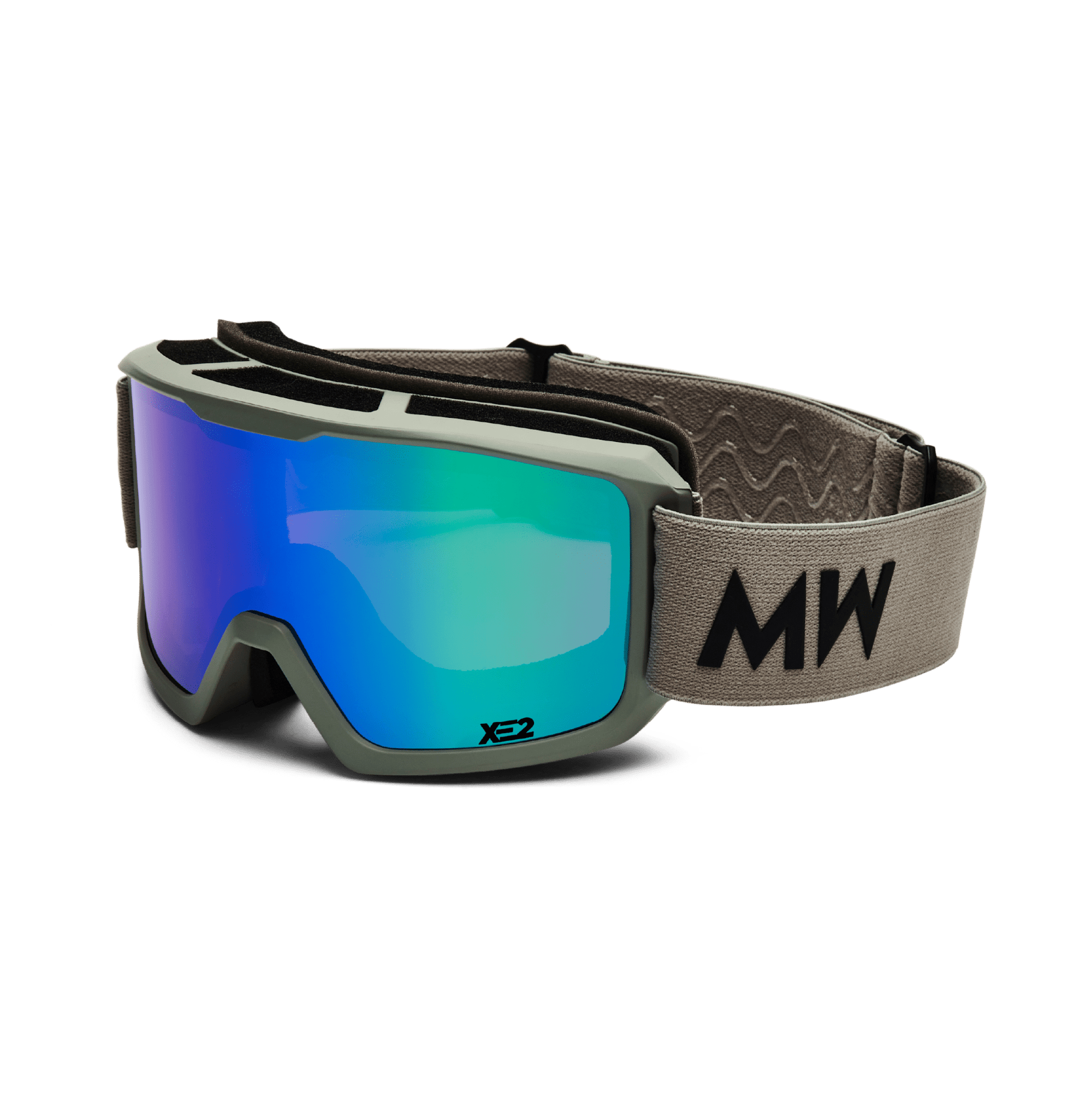 Messy Weekend Ski Goggles, FERDI XE2, UV400, Light Grey, Green Mirrored - PUNCH Watch & Eyewear - MESSY WEEKEND
