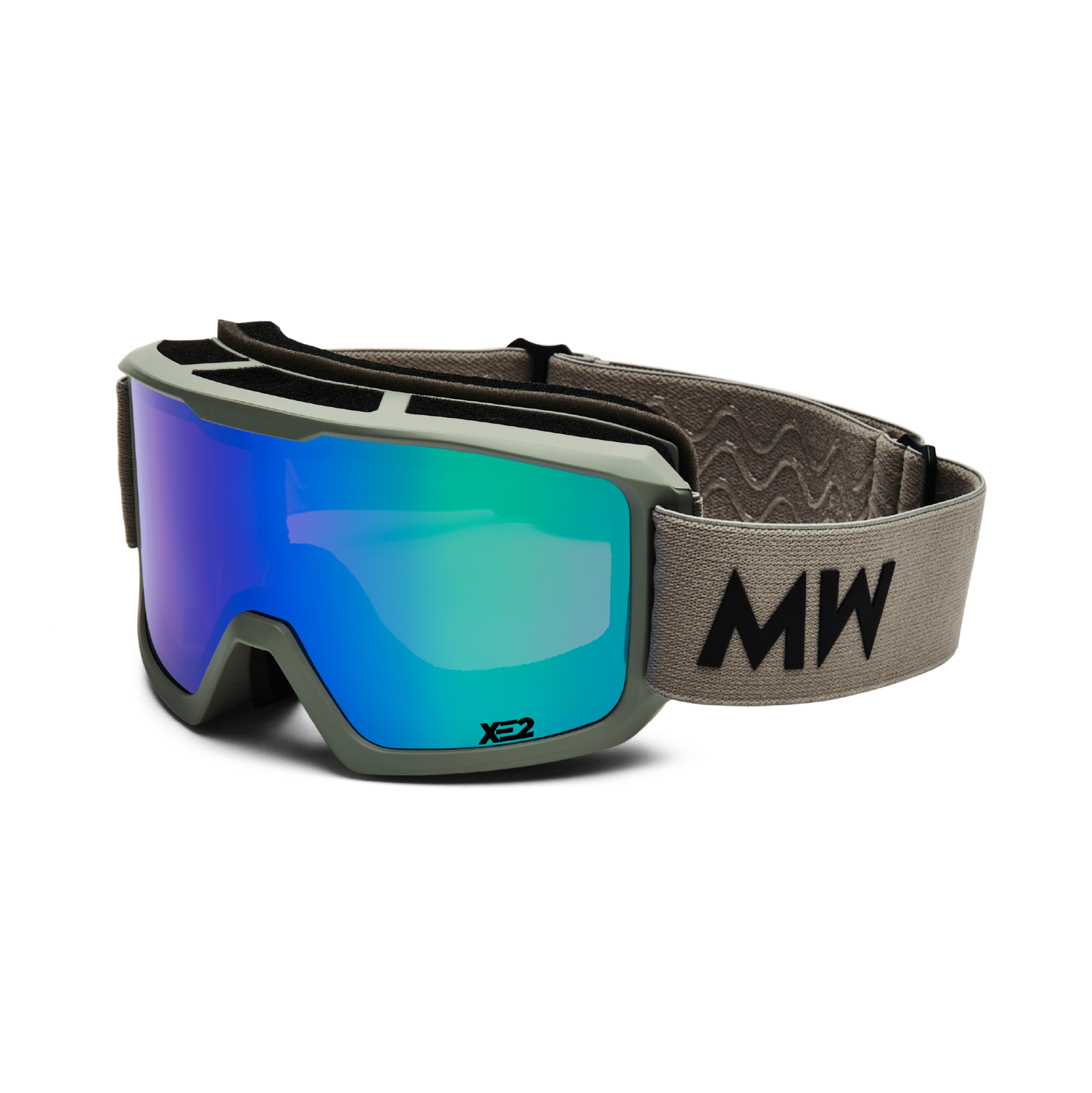 Messy Weekend Ski Goggles, FERDI XE2, UV400, Light Grey, Green Mirrored - PUNCH Watch & Eyewear - MESSY WEEKEND