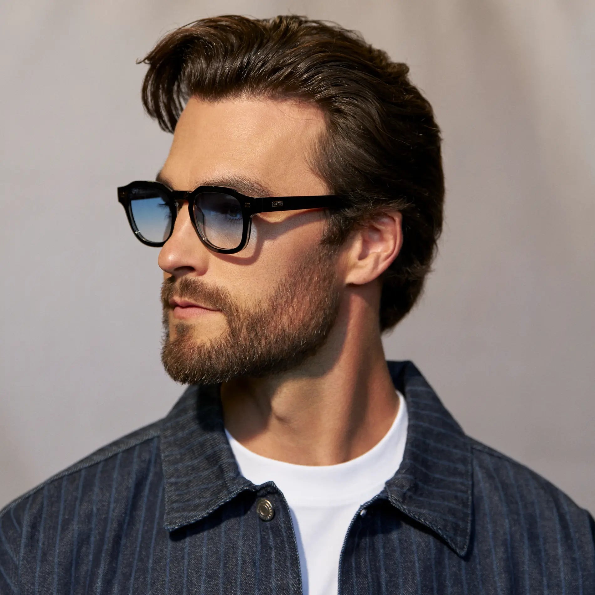 NELSON Thick Framed Men's Sunglasses Black / Blue Tinted Lens l WMP Eyewear - PUNCH Watch & Eyewear - WMP Eyewear