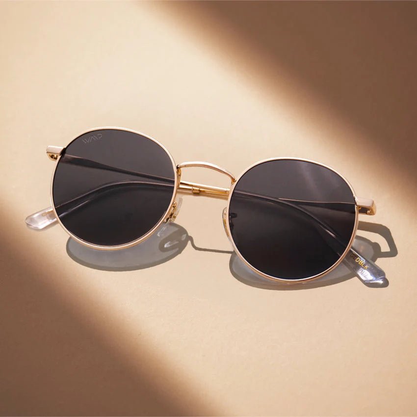 NEVADA Unisex Vintage Retro Sunglasses in Gold, Black Lens by WMP Eyewear - PUNCH Watch & Eyewear - WMP Eyewear