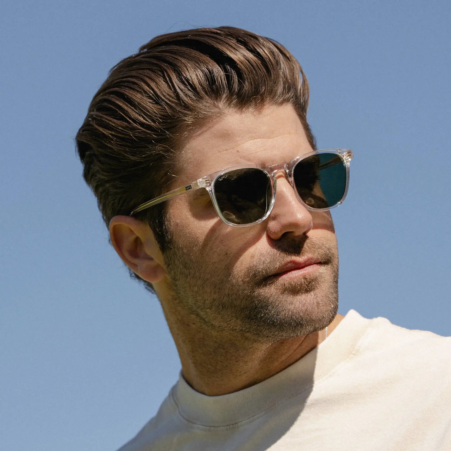 NICK Polarized Men's l Women's Sunglasses in Glossy Clear by WMP Eyewear - PUNCH Watch & Eyewear - WMP Eyewear
