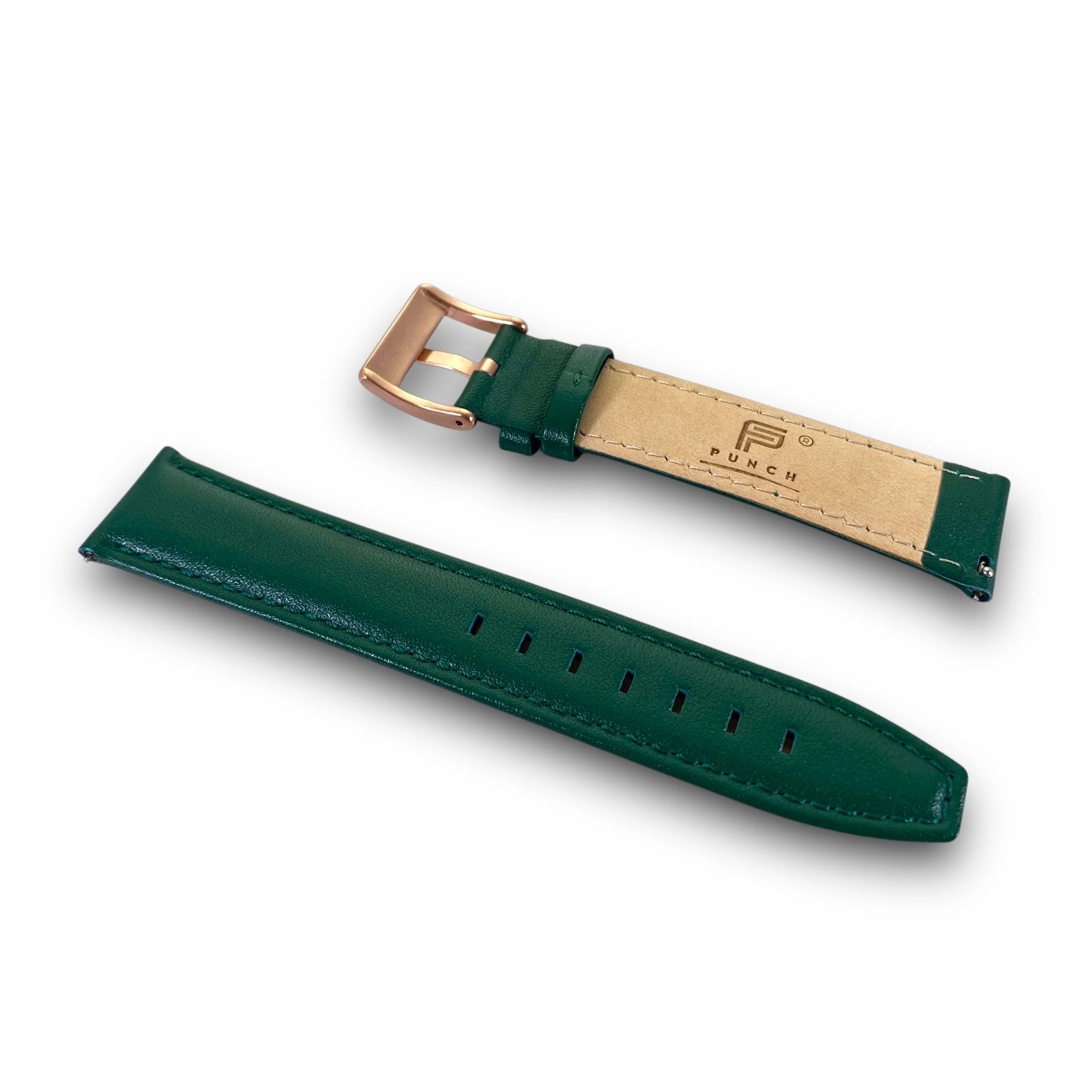 PUNCH SEMPER Genuine Leather Green Watch Strap Rose Gold Buckle - PUNCH Watch & Eyewear - Punch Watch Design