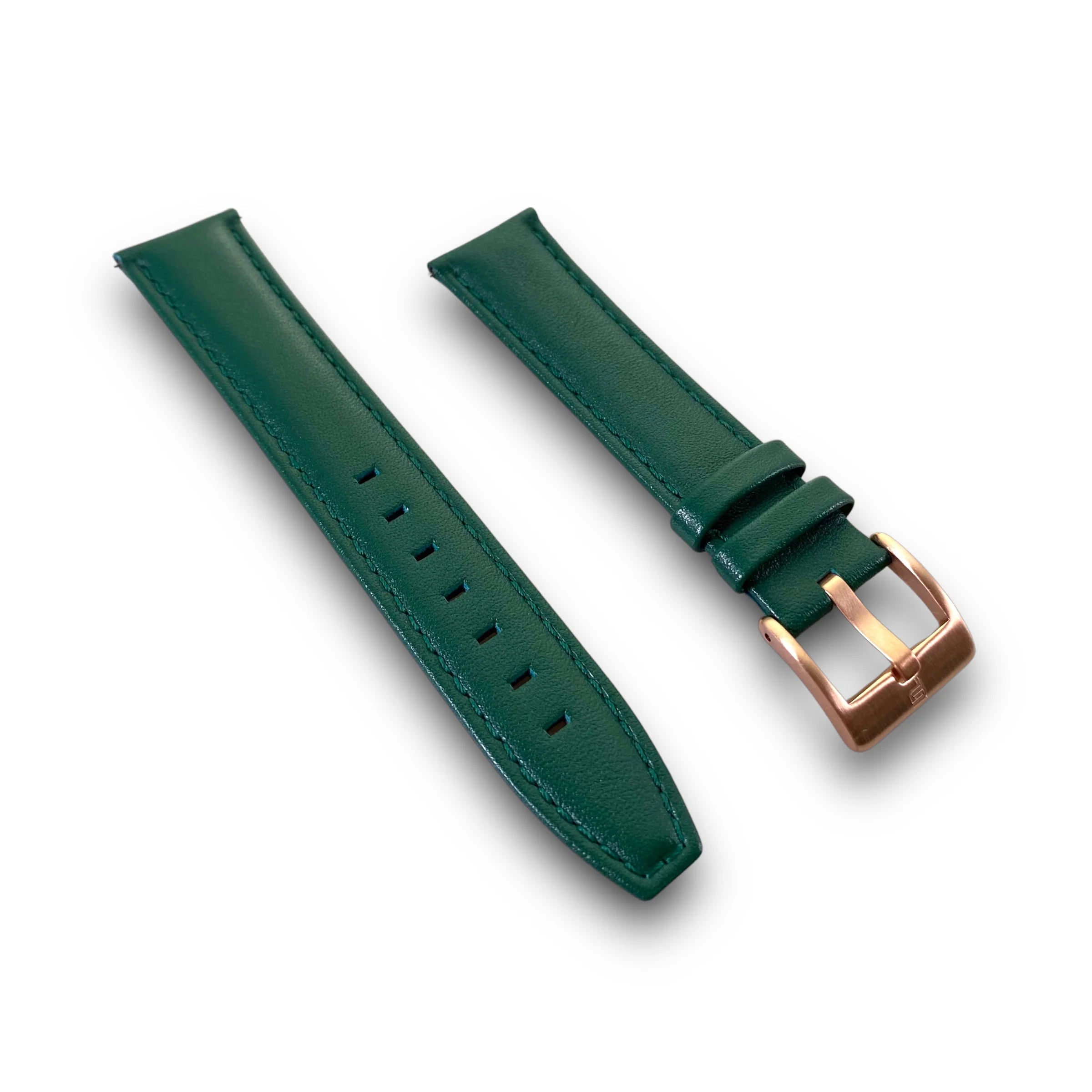 PUNCH SEMPER Genuine Leather Green Watch Strap Rose Gold Buckle - Punch Watch Design 