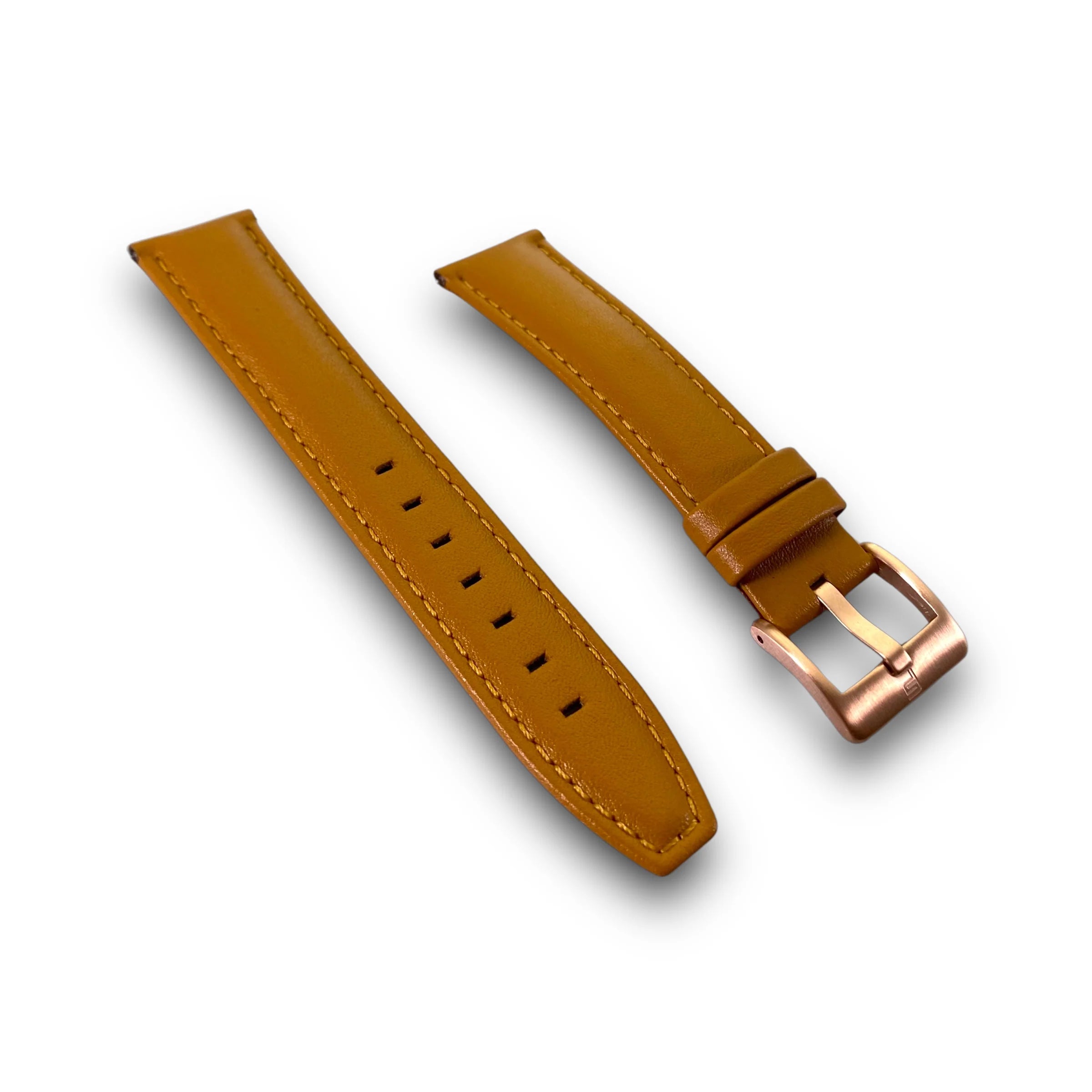 PUNCH SEMPER Genuine Leather Tan Watch Strap Rose Gold Buckle - Punch Watch Design 