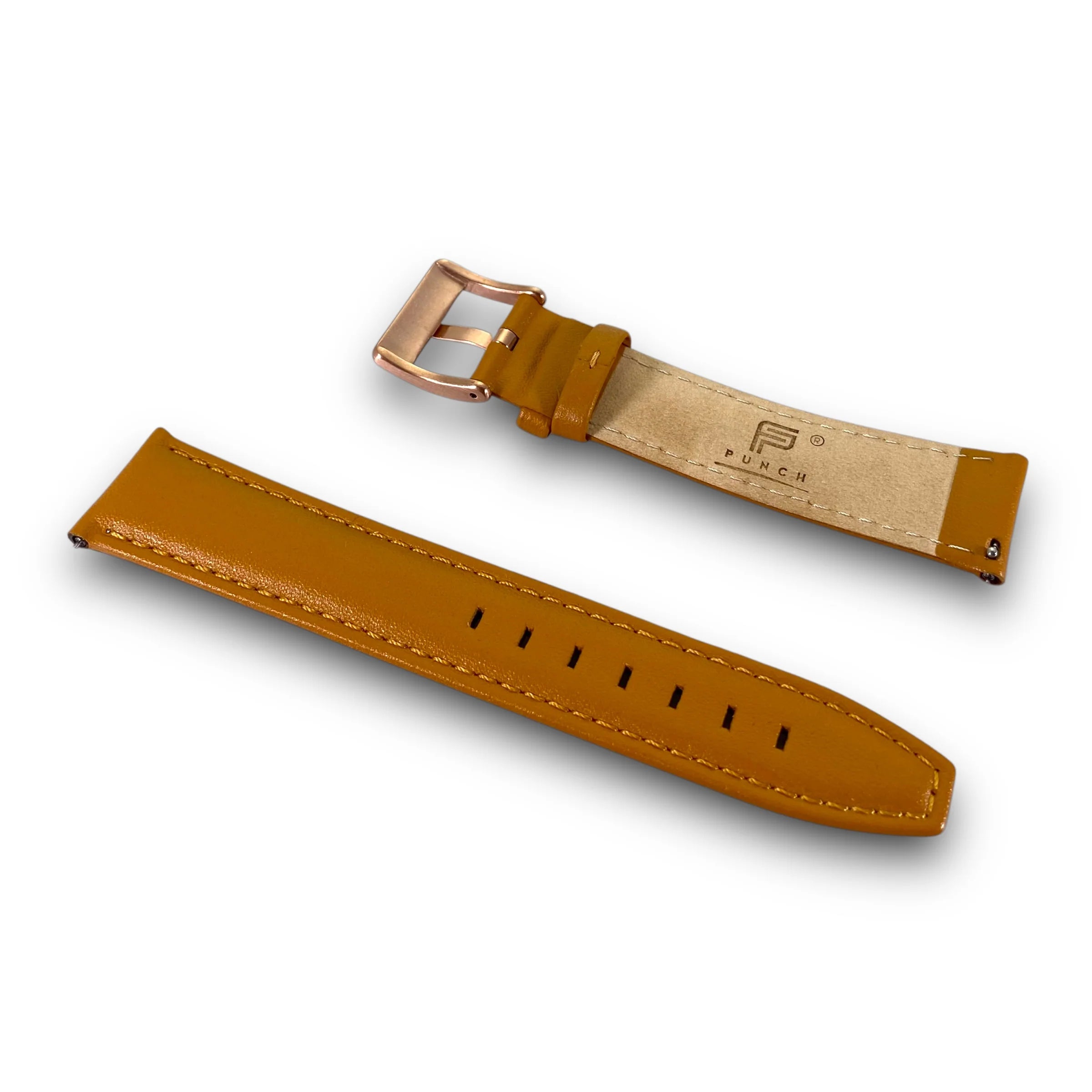 PUNCH SEMPER Genuine Leather Tan Watch Strap Rose Gold Buckle - PUNCH Watch & Eyewear - Punch Watch Design
