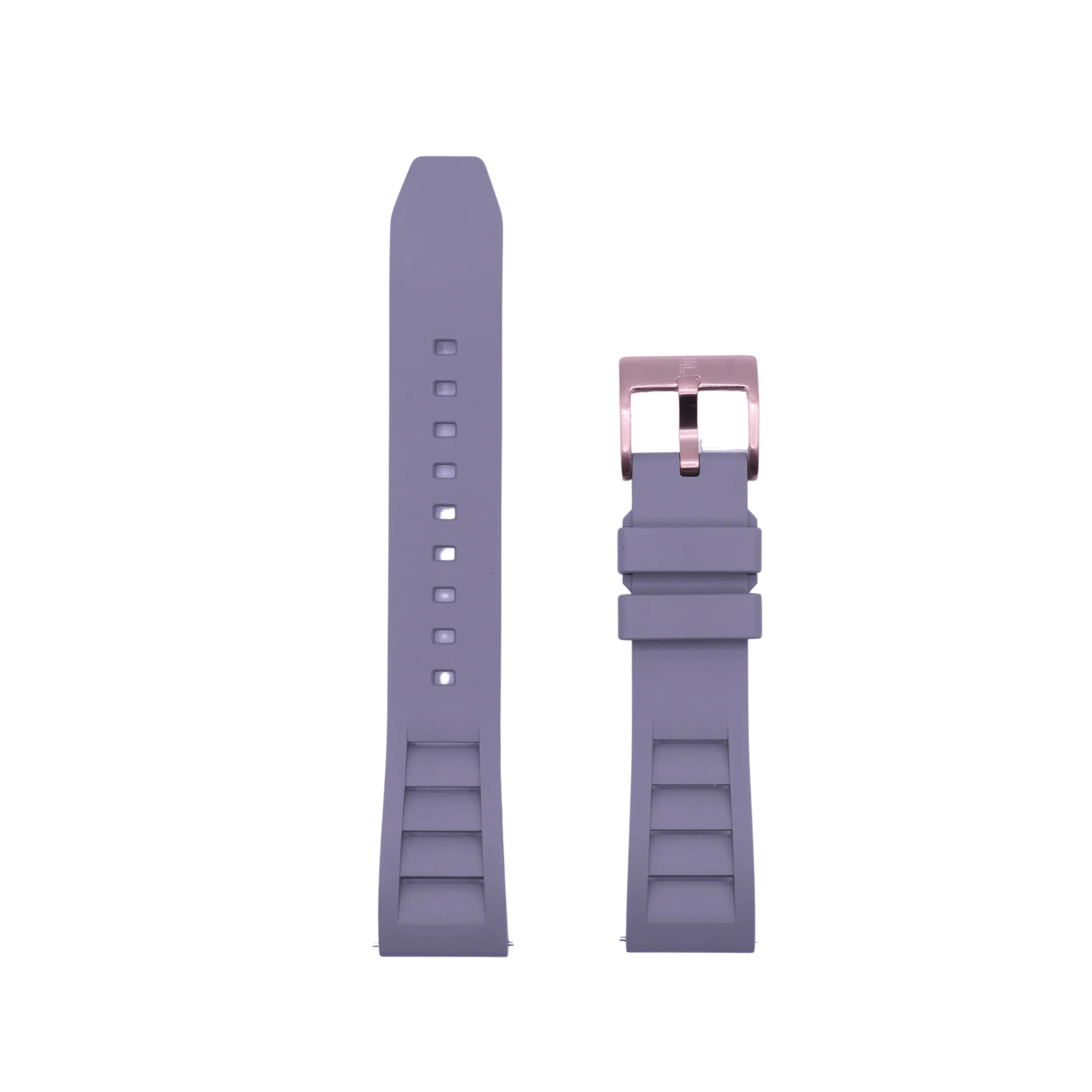PUNCH SEMPER Grey Rubber Watch Strap, Rose Gold Buckle - PUNCH Watch & Eyewear - Punch Watch Design