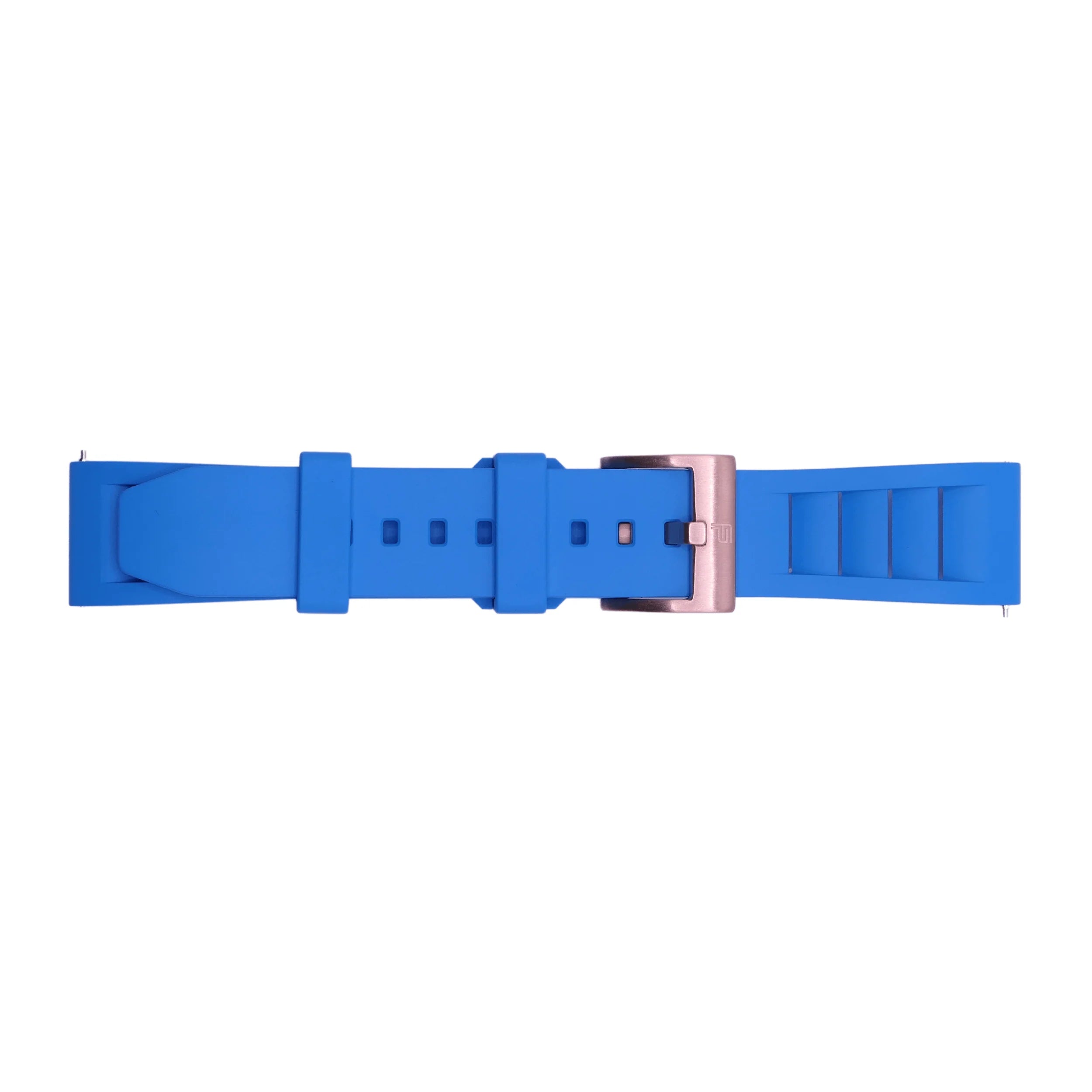 PUNCH SEMPER Light Blue Rubber Watch Strap, Rose Gold Buckle - Punch Watch Design 