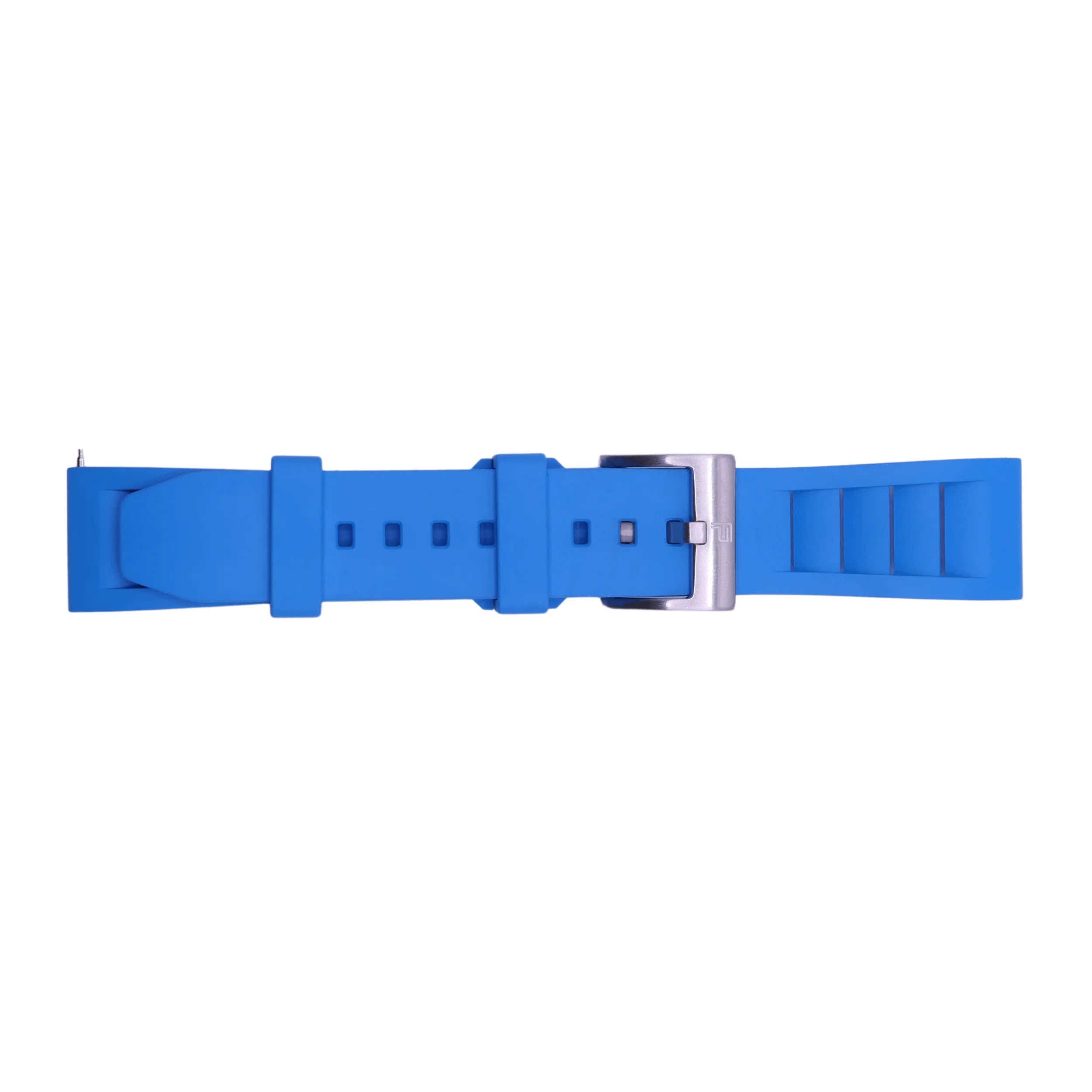 PUNCH SEMPER Light Blue Rubber Watch Strap, Silver Buckle - Punch Watch Design 