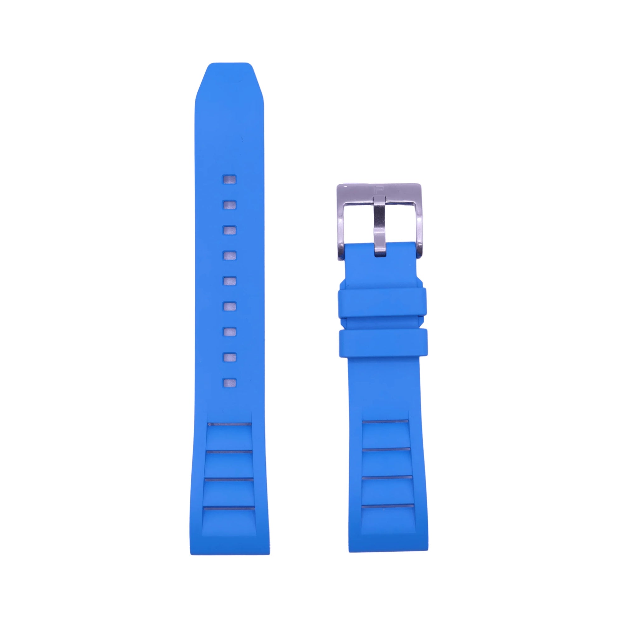 PUNCH SEMPER Light Blue Rubber Watch Strap, Silver Buckle - PUNCH Watch & Eyewear - Punch Watch Design