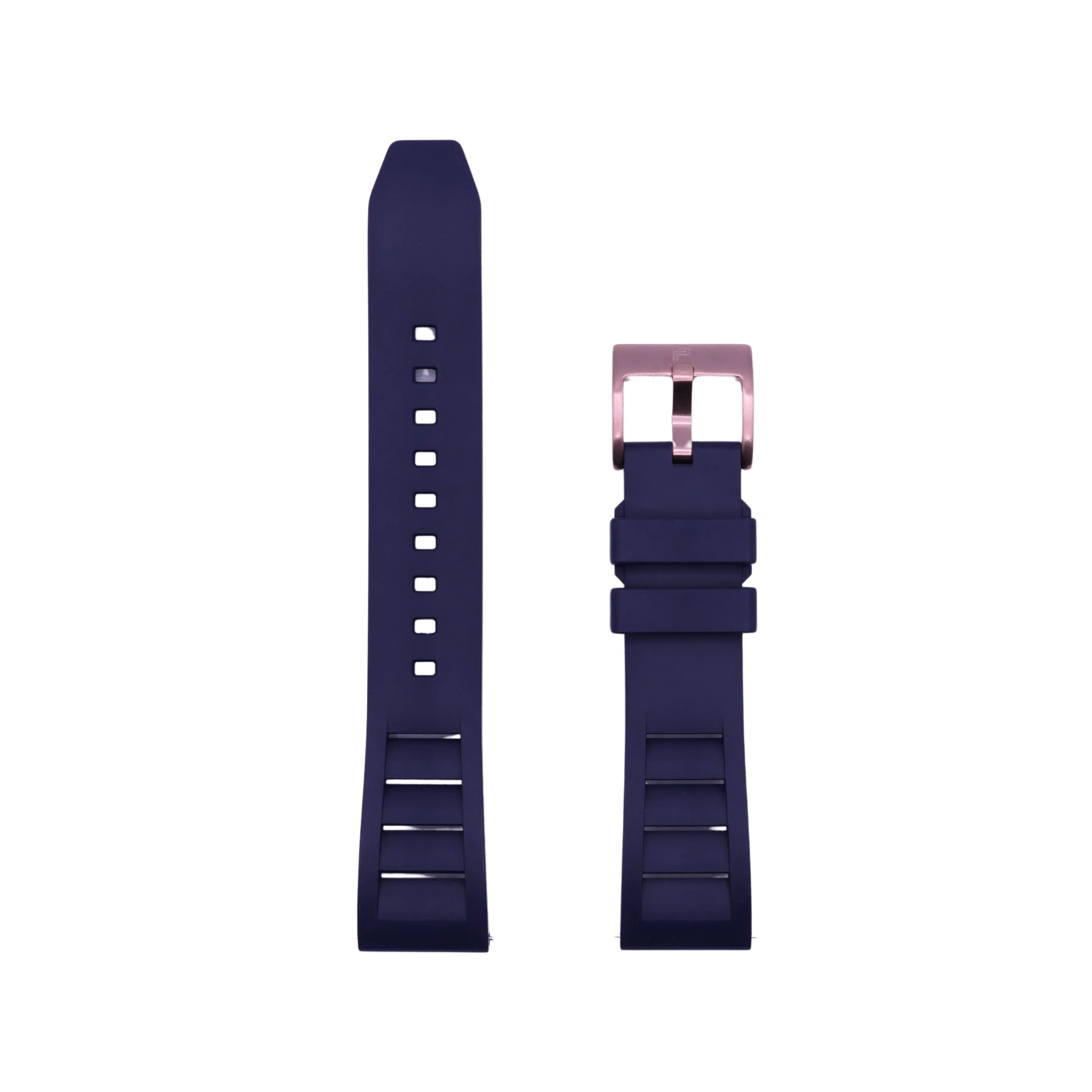 PUNCH SEMPER Navy Blue Rubber Watch Strap, Rose Gold Buckle - PUNCH Watch & Eyewear - Punch Watch Design