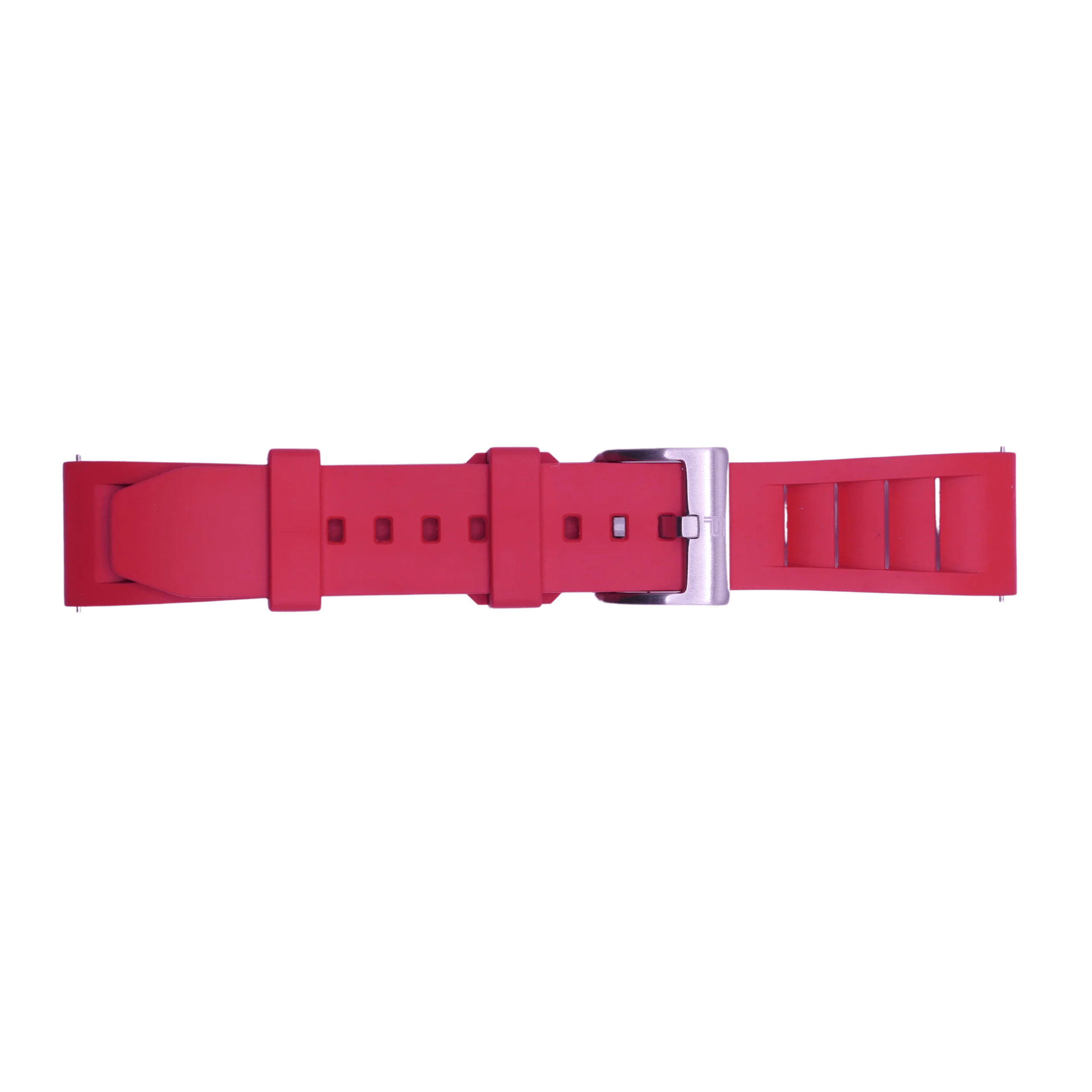 PUNCH SEMPER Red Rubber Watch Strap, Silver Buckle - Punch Watch Design 