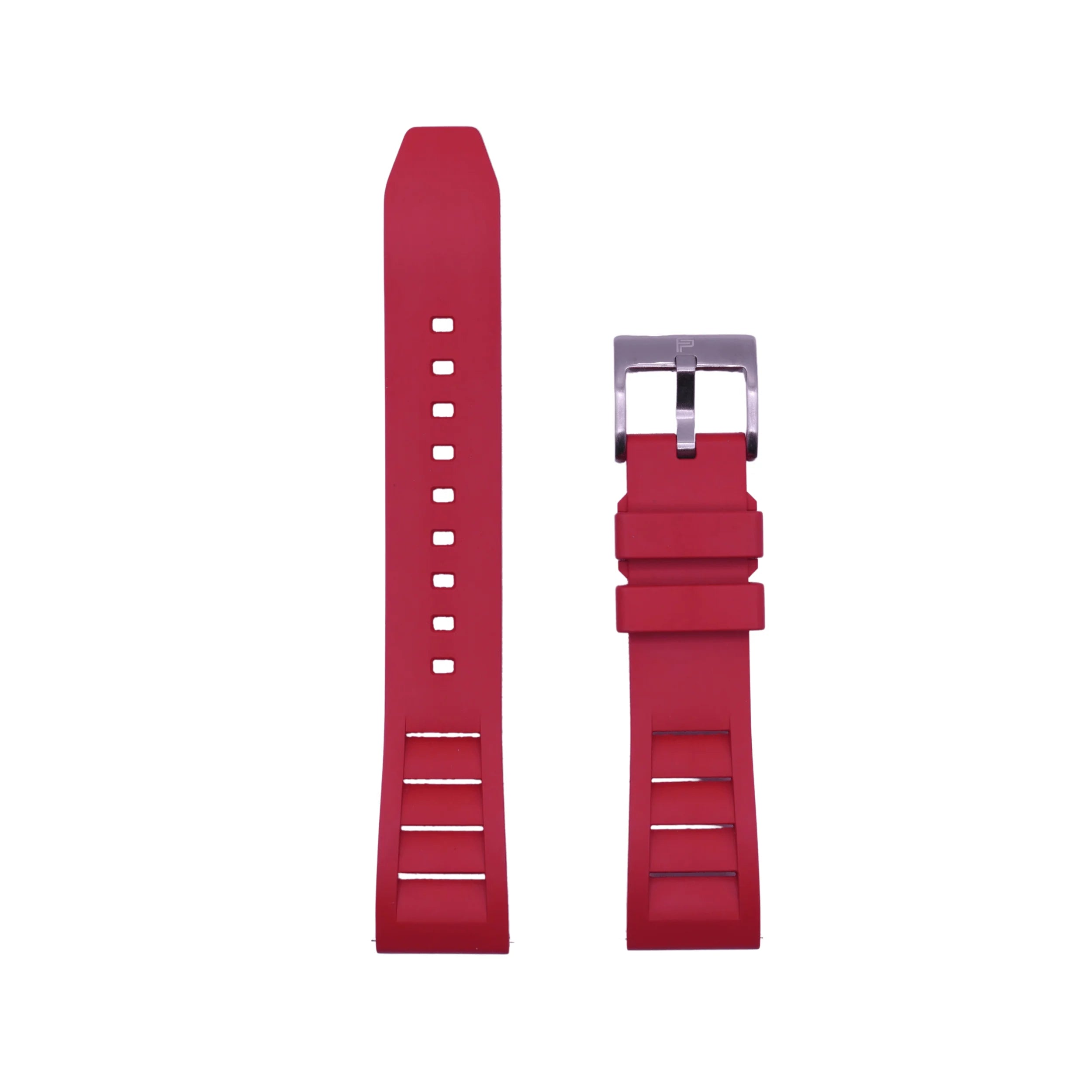 PUNCH SEMPER Red Rubber Watch Strap, Silver Buckle - PUNCH Watch & Eyewear - Punch Watch Design