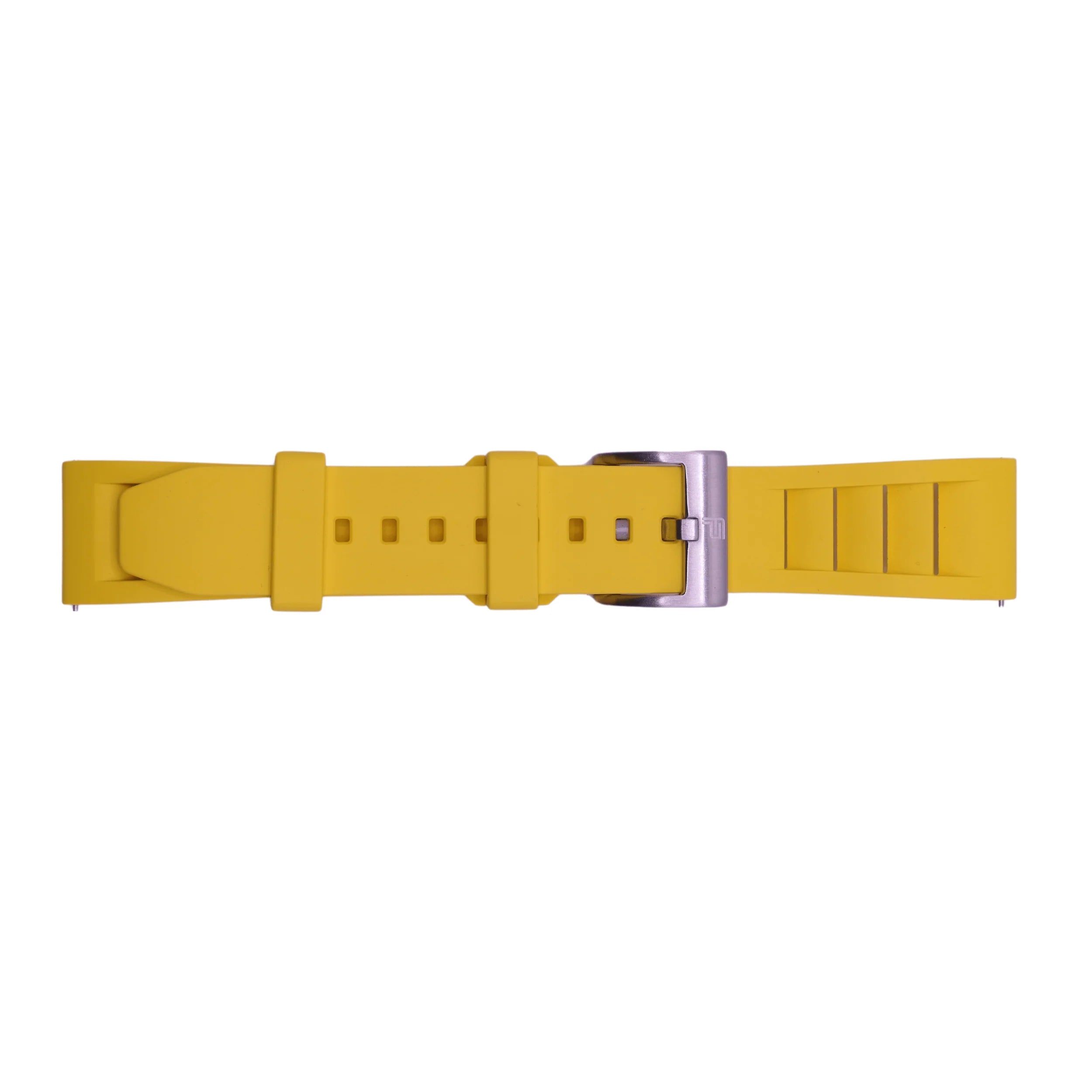 PUNCH SEMPER Yellow Rubber Watch Strap, Silver Buckle - Punch Watch Design 