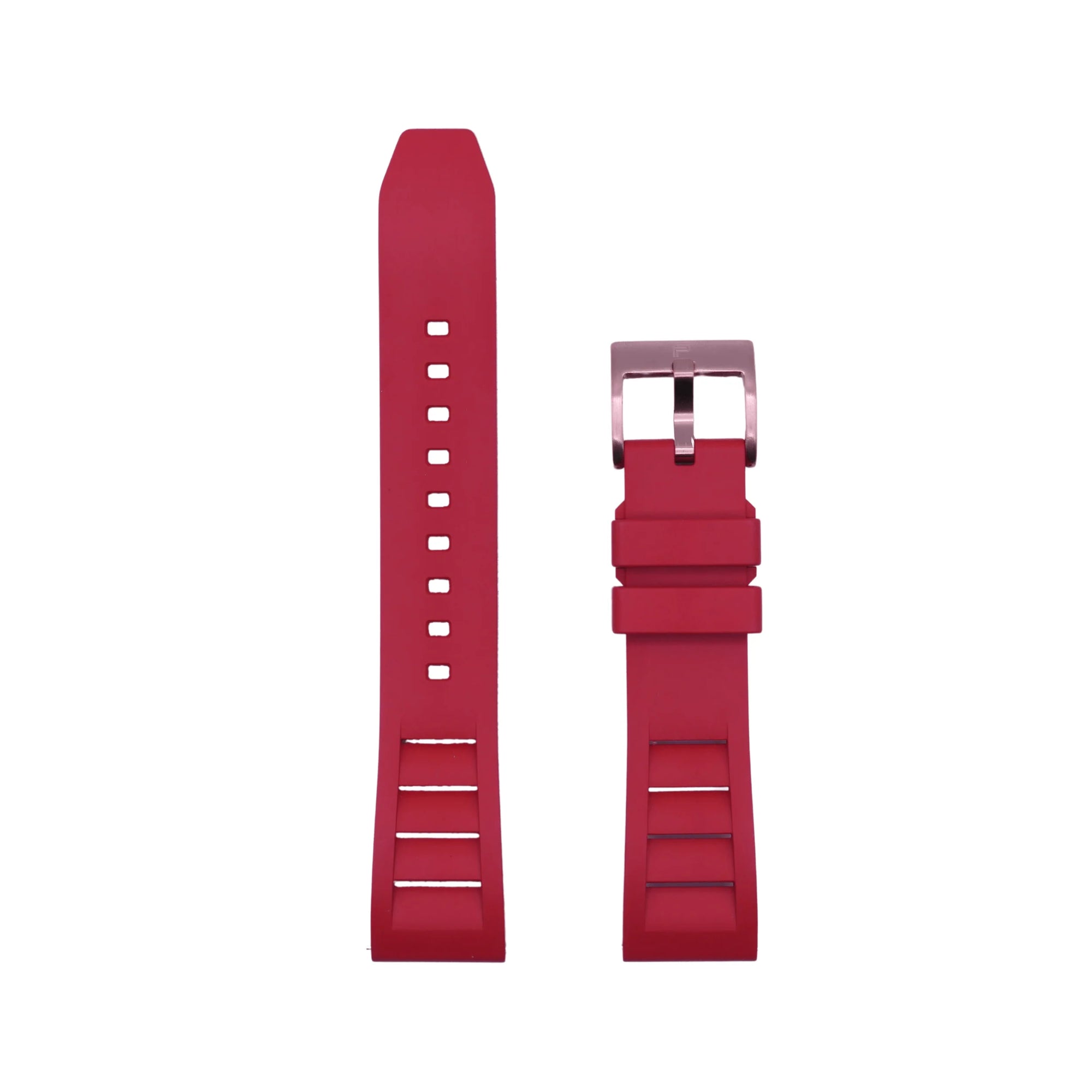 PUNCH SEMPER Red Rubber Watch Strap, Rose Gold Buckle - PUNCH Watch & Eyewear - Punch Watch Design