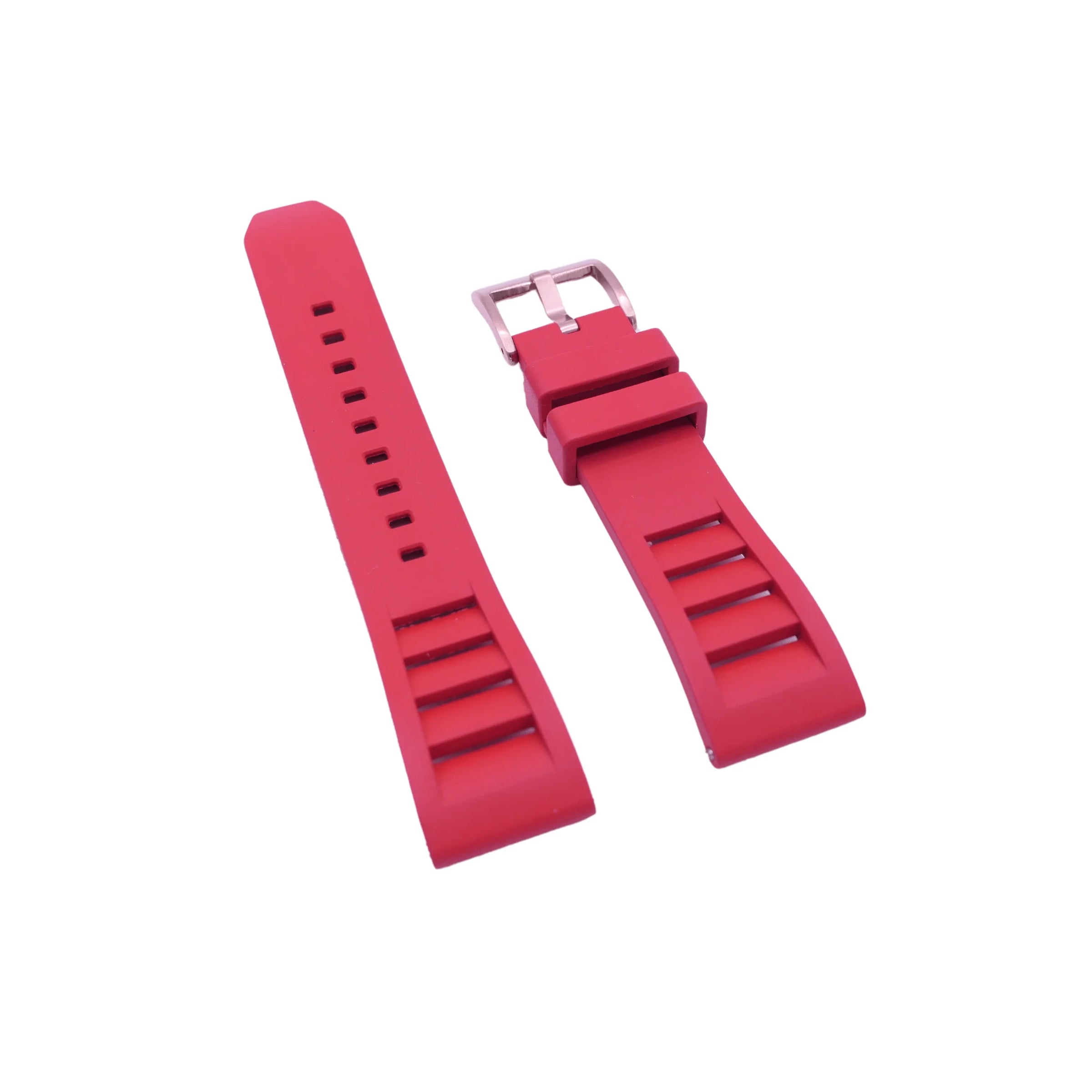 PUNCH SEMPER Red Rubber Watch Strap, Rose Gold Buckle - PUNCH Watch & Eyewear - Punch Watch Design
