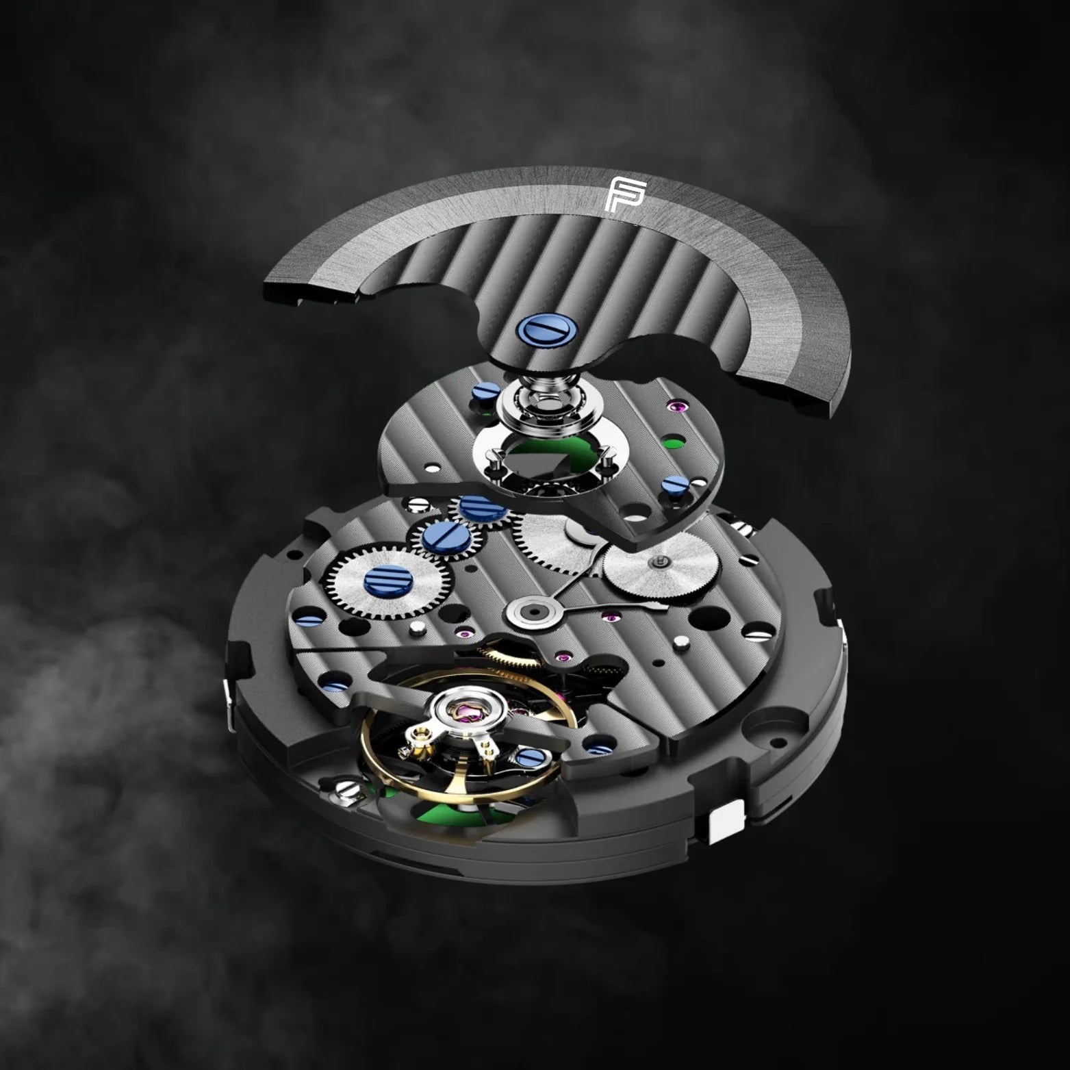 PUNCH Silver & Black Square Automatic Men's Watch - Black