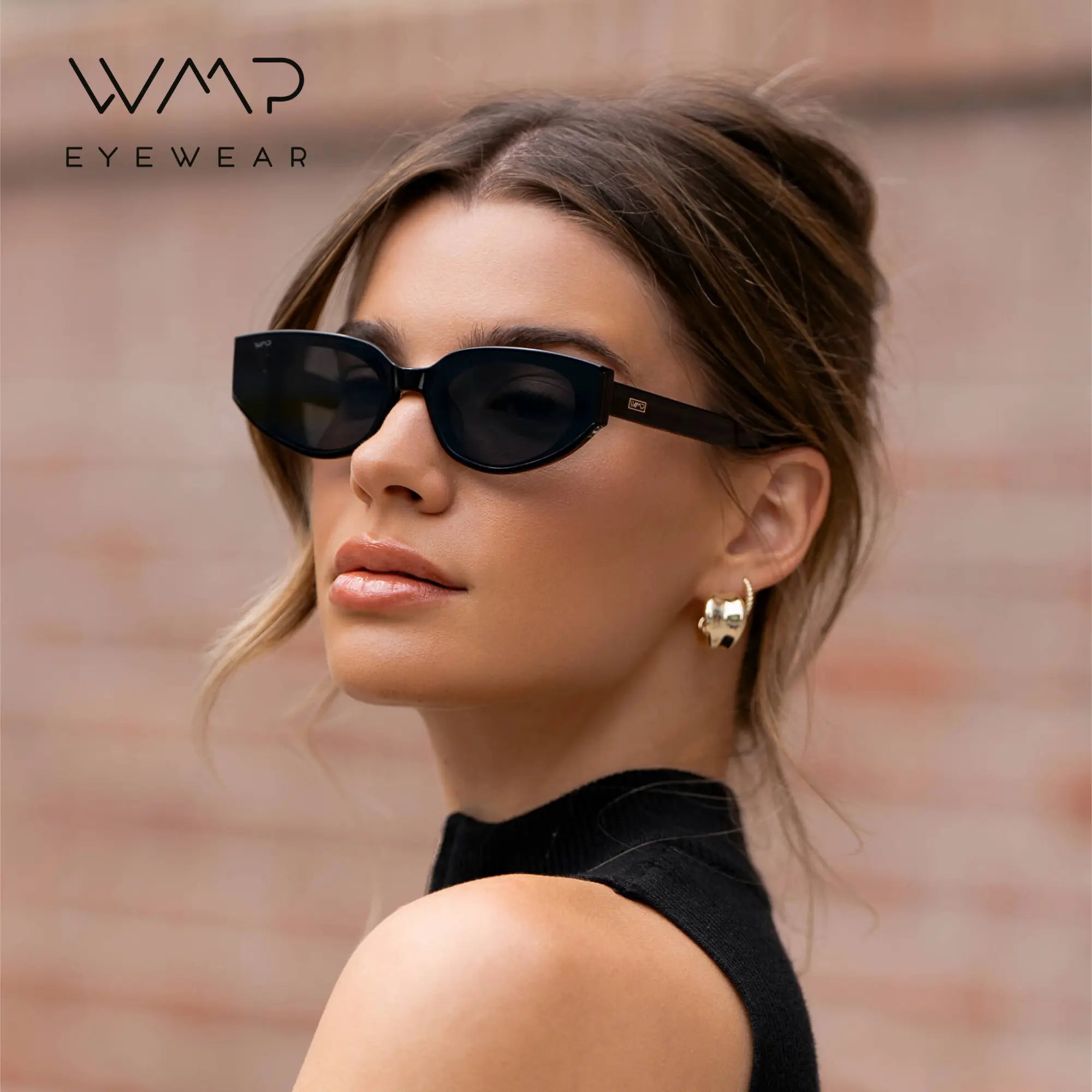 WMP Eyewear ASTRA cat-eye sunglasses on woman, stylish designer eyewear for everyday wear