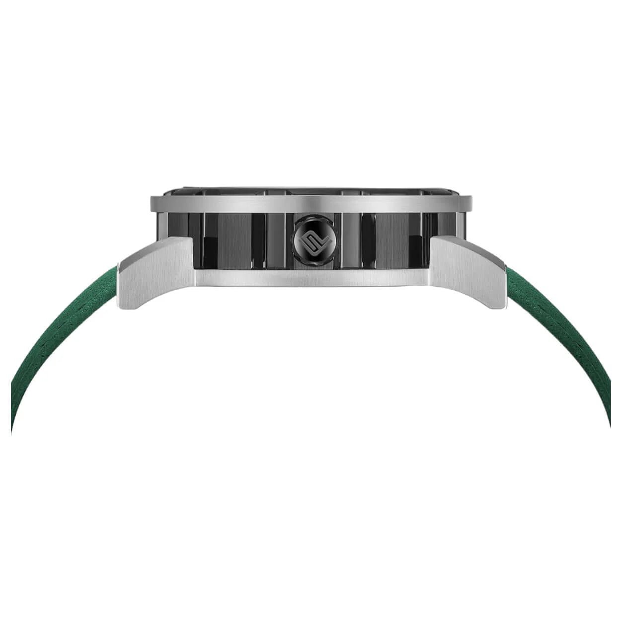 Mens Black Automatic Watch - Green Leather Strap l PUNCH - PUNCH Watch & Eyewear - Punch Watch Design