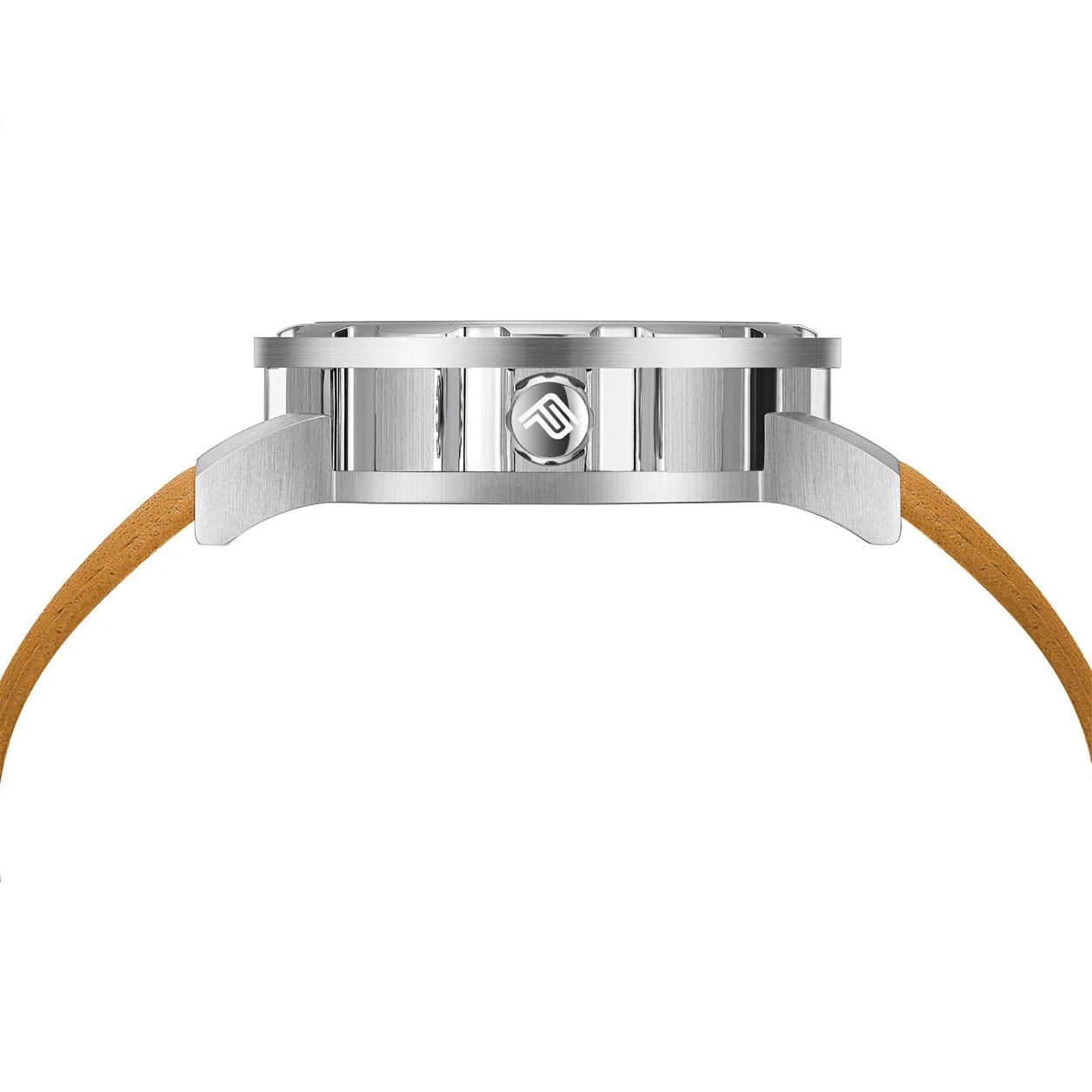 Mens Silver Automatic Watch - Tan Leather Strap l PUNCH - PUNCH Watch & Eyewear - Punch Watch Design