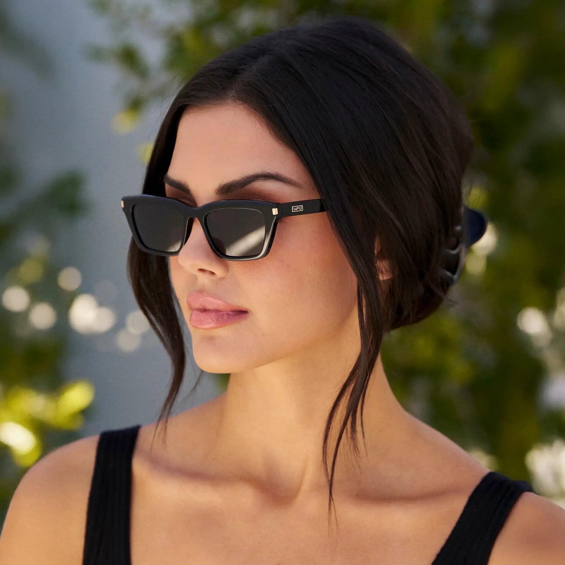SIENNA Women's Slim Cat - Eye Sunglasses in Triple Black by WMP Eyewear - PUNCH Watch & Eyewear - WMP Eyewear