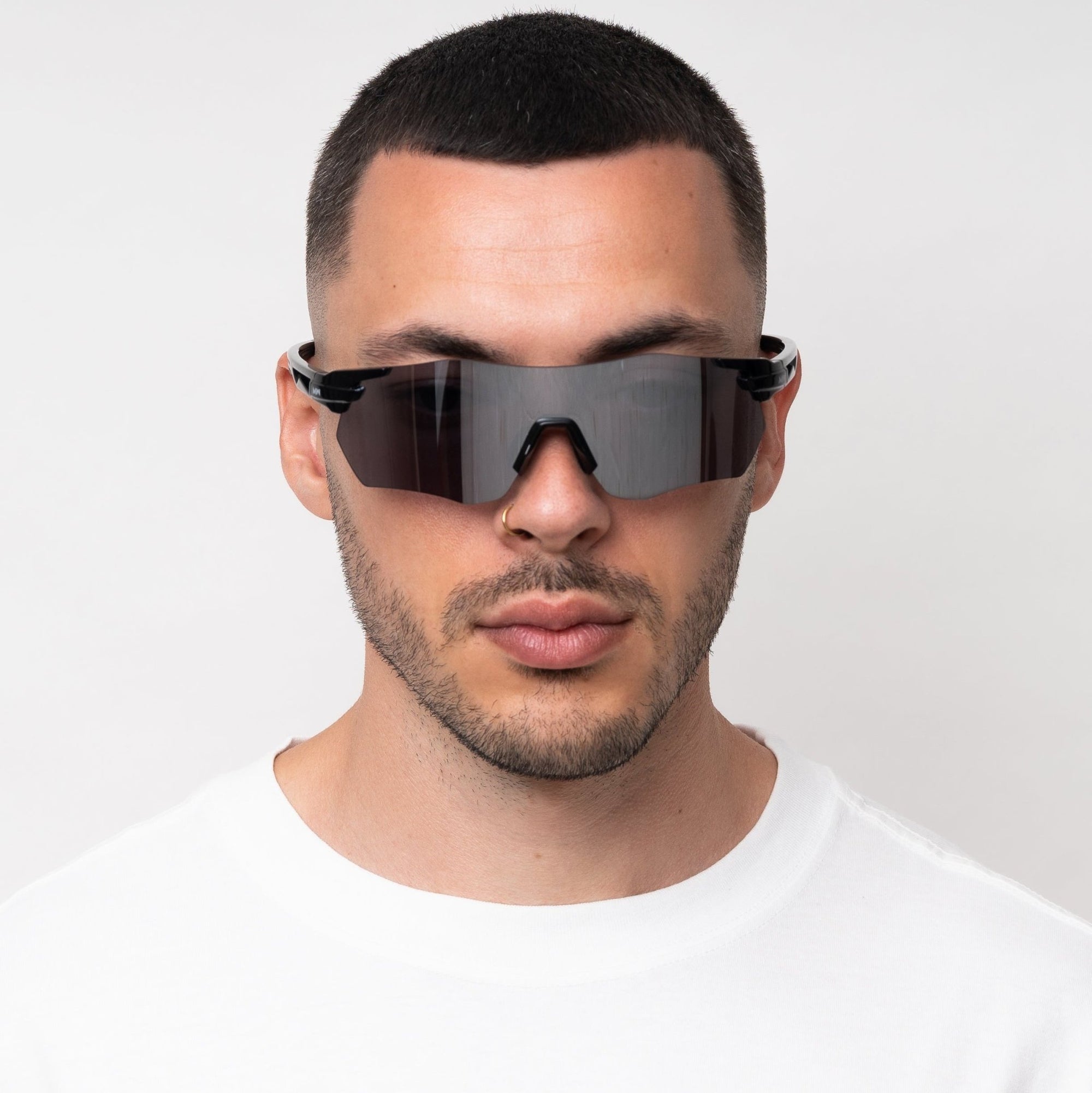 SONIC Black Sports Sunglasses, Silver Mirrored Lens by Messy Weekend - PUNCH Watch & Eyewear - MESSY WEEKEND