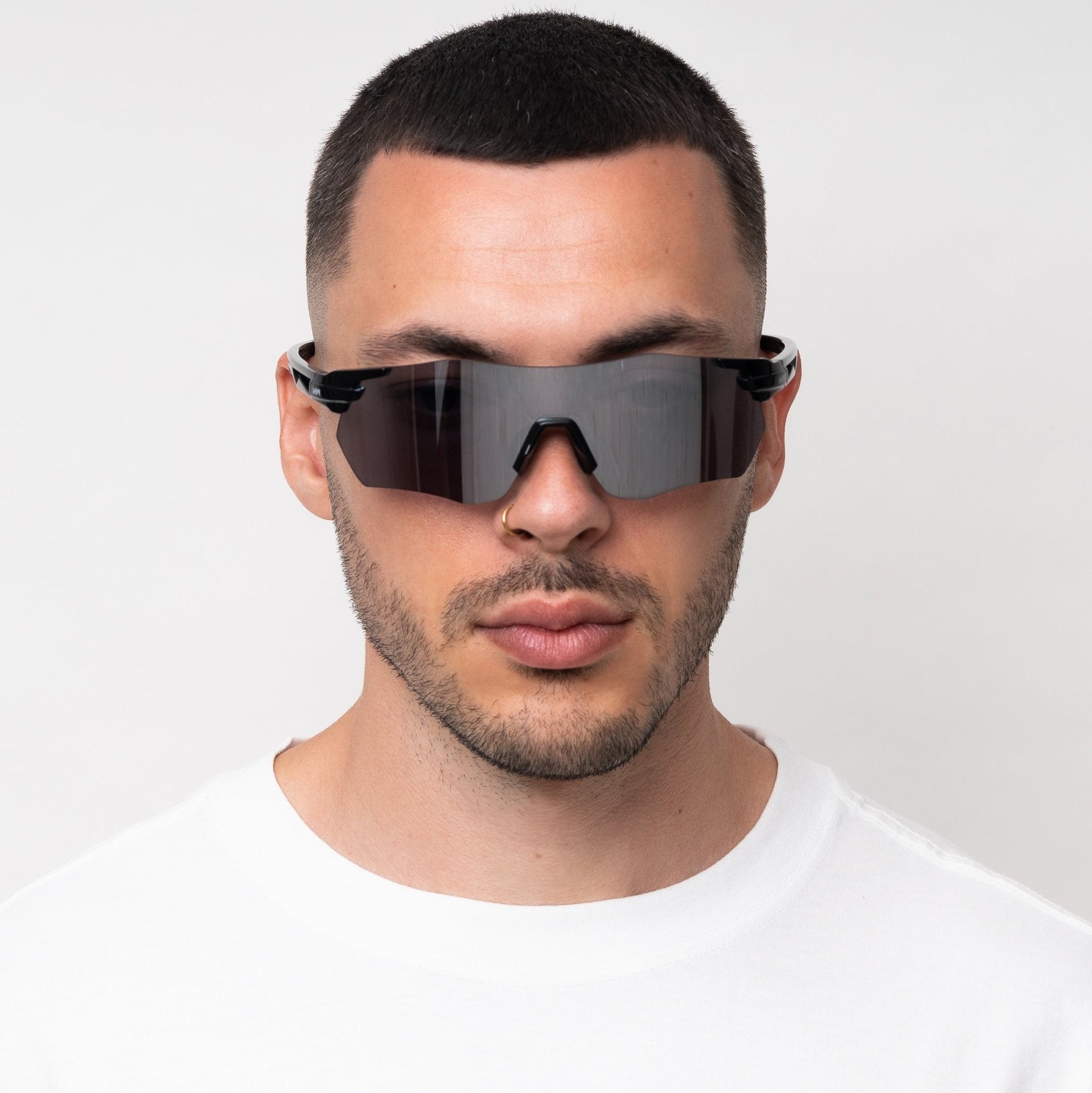 SONIC Black Sports Sunglasses, Silver Mirrored Lens by Messy Weekend - PUNCH Watch & Eyewear - MESSY WEEKEND