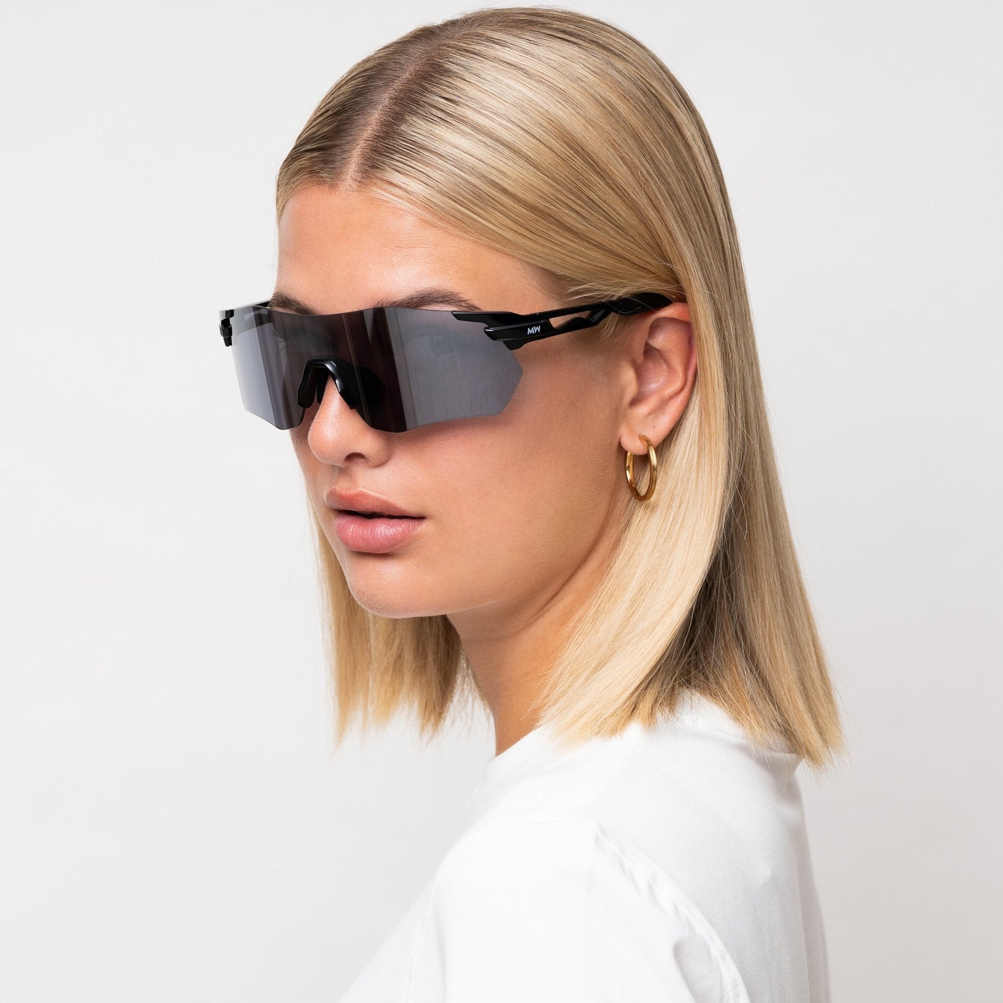 SONIC Black Sports Sunglasses, Silver Mirrored Lens by Messy Weekend - PUNCH Watch & Eyewear - MESSY WEEKEND