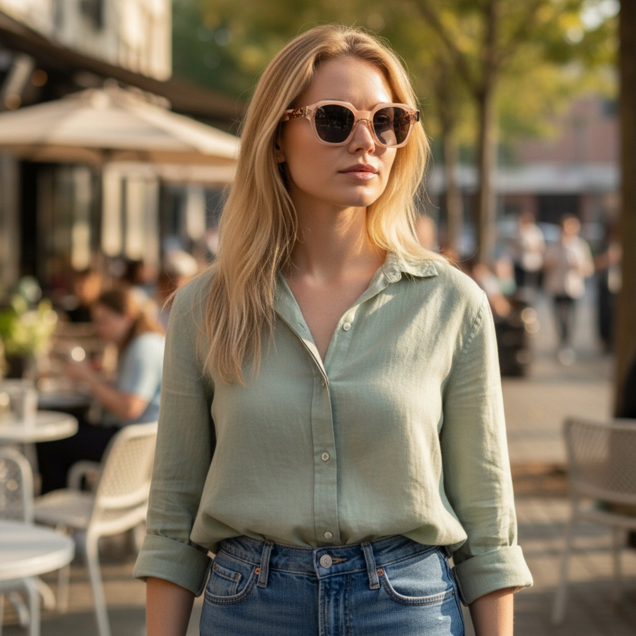 THEO Geometric Polarised Sunglasses, Unisex, Beige Crystal by TrueVivid - PUNCH Watch & Eyewear - TRUEVIVID