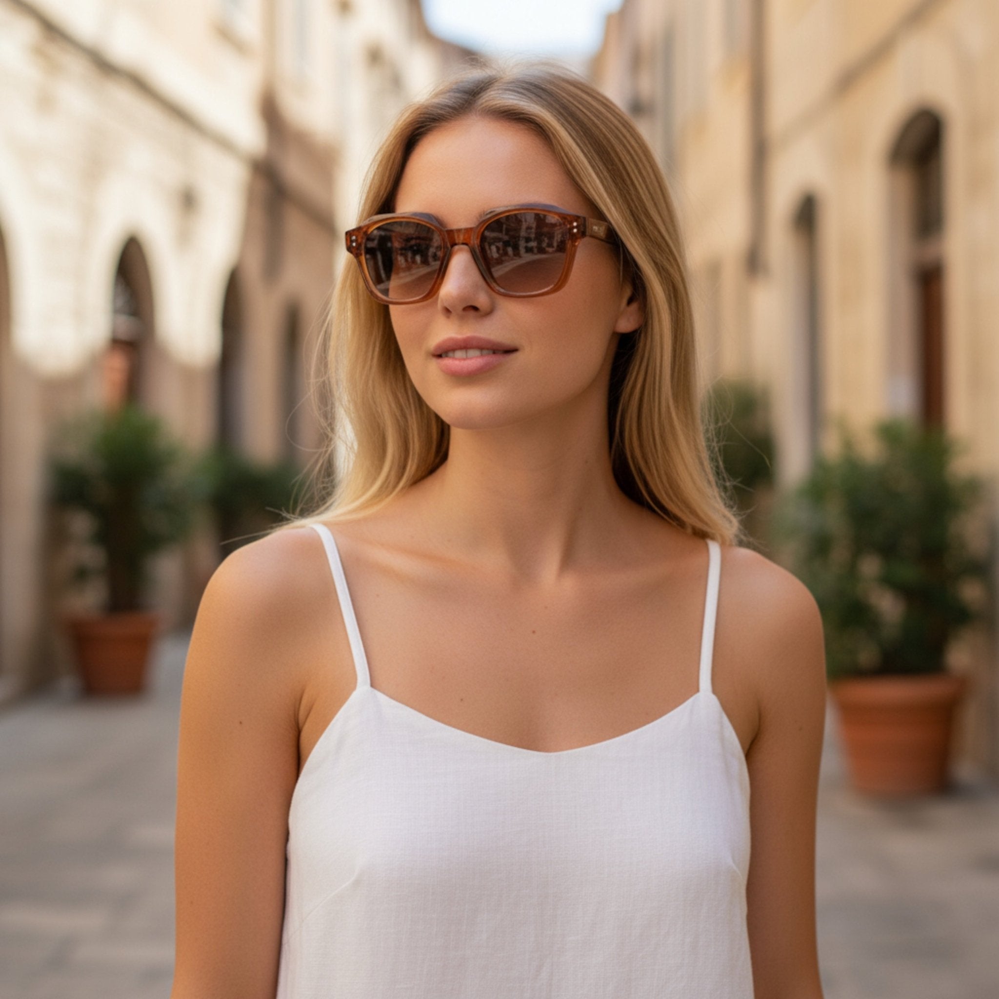 THEO Geometric Polarised Sunglasses, Unisex, Brown by TrueVivid - PUNCH Watch & Eyewear - TRUEVIVID