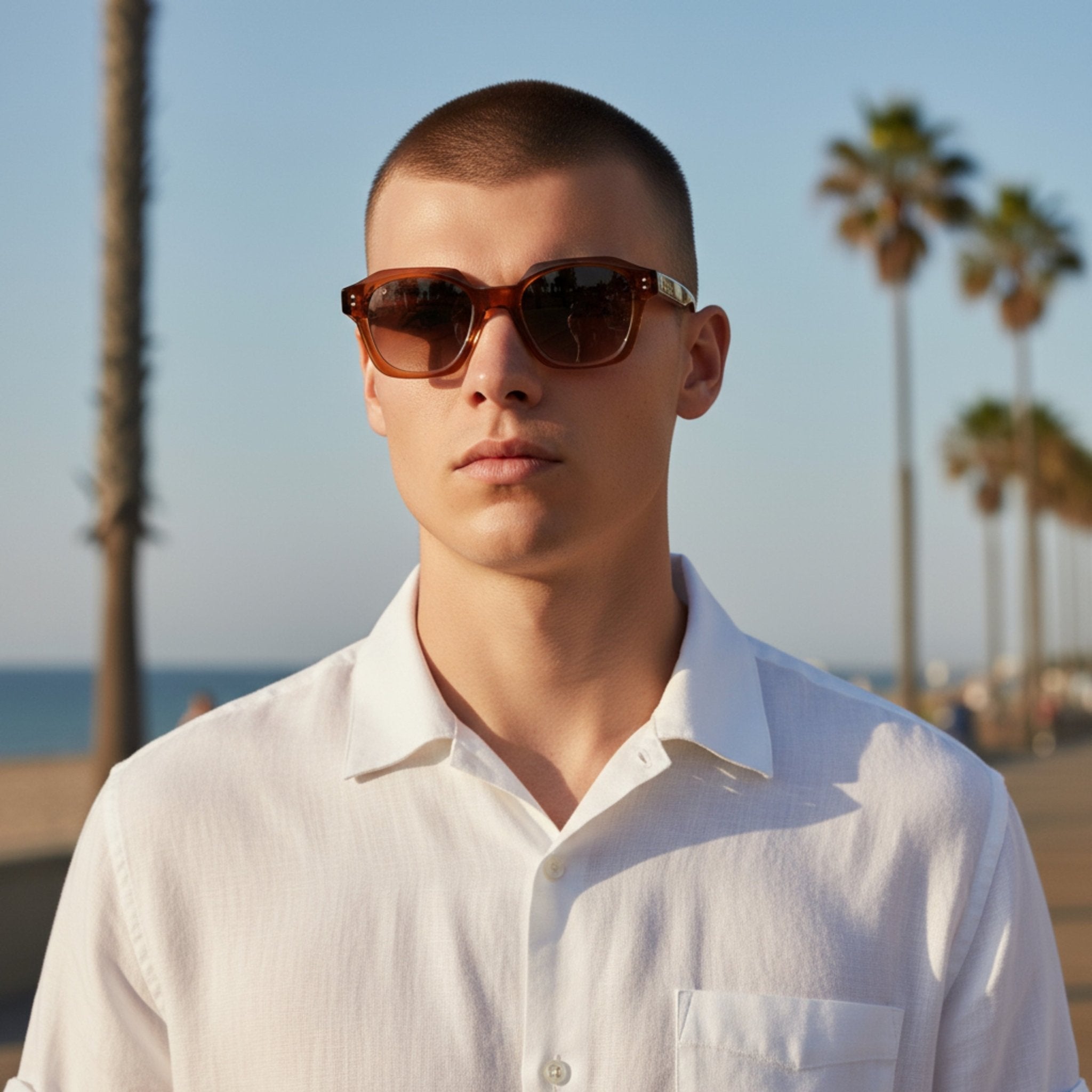 THEO Geometric Polarised Sunglasses, Unisex, Brown by TrueVivid - PUNCH Watch & Eyewear - TRUEVIVID